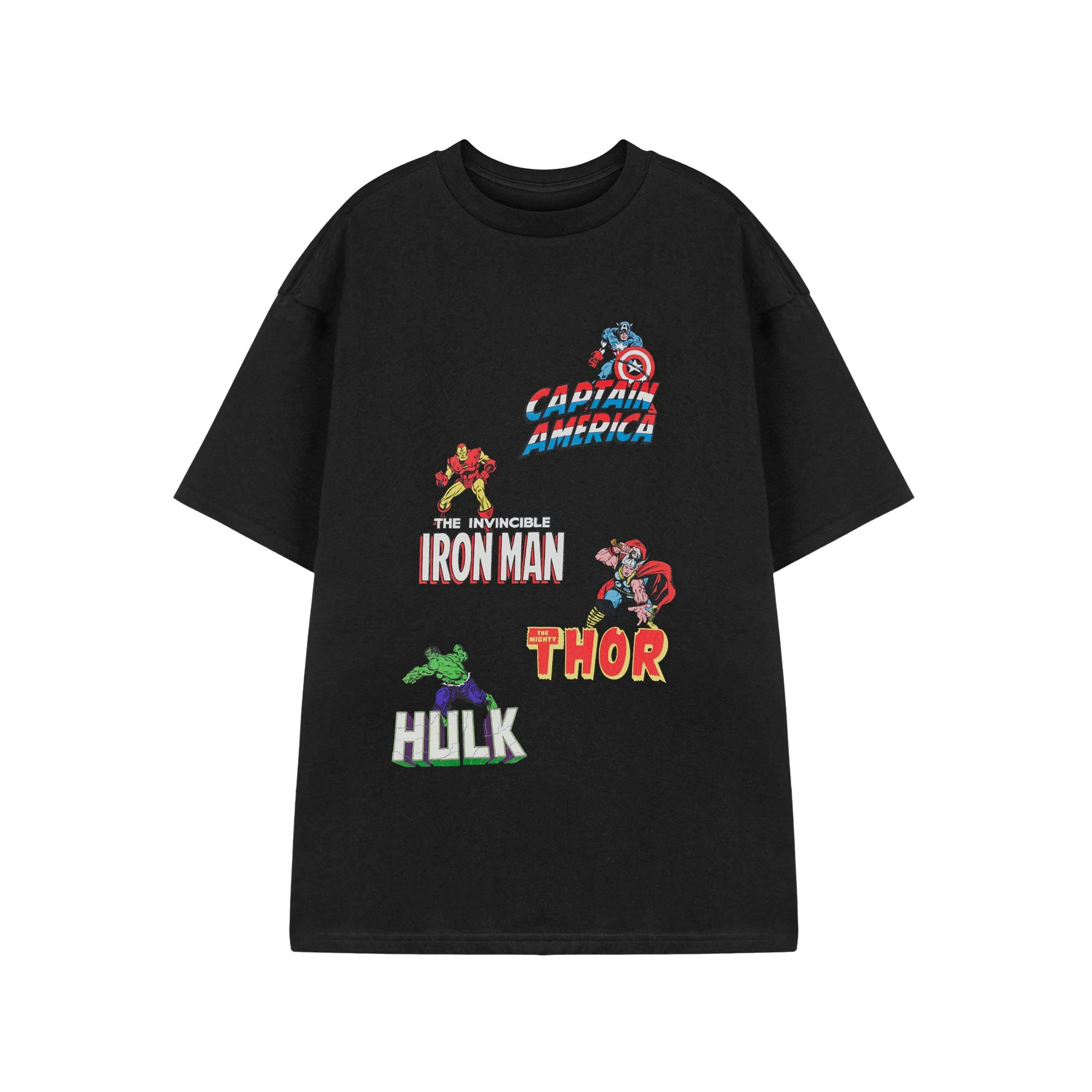Marvel Mens Black Multi Character Short Sleeved T-Shirt by Vanilla Underground , view 1 of 3