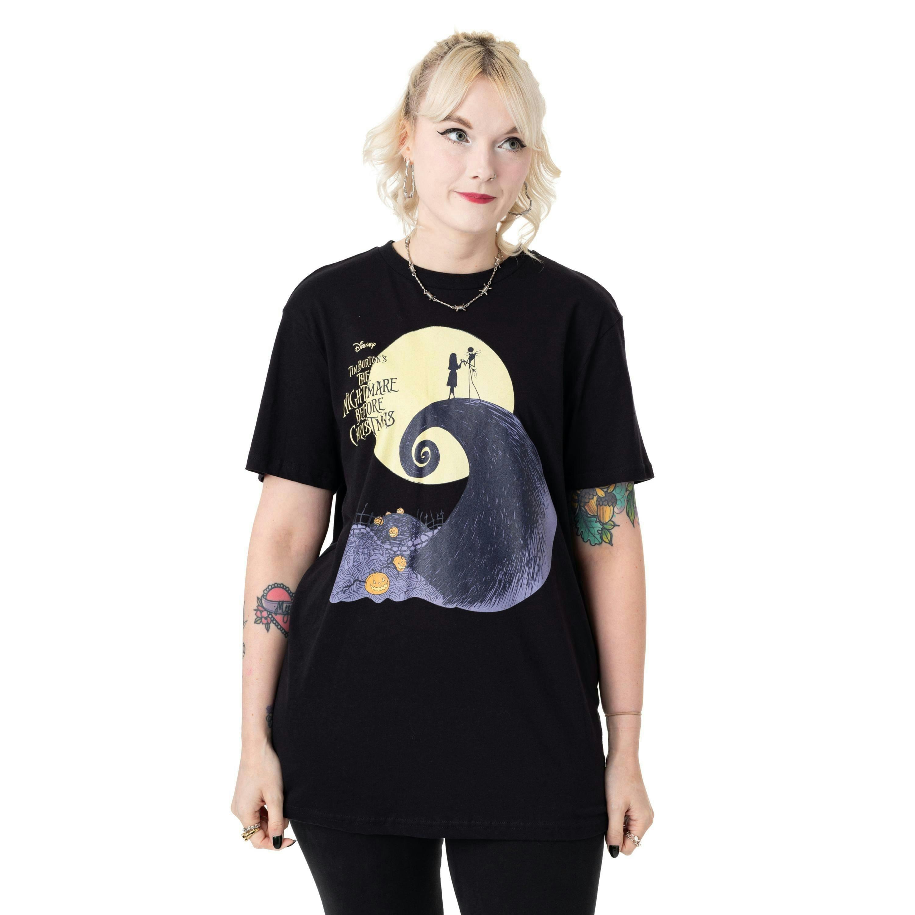 Disney The Nightmare Before Christmas Unisex Black Moon Short Sleeved T-Shirt by Vanilla Underground , view 1 of 3