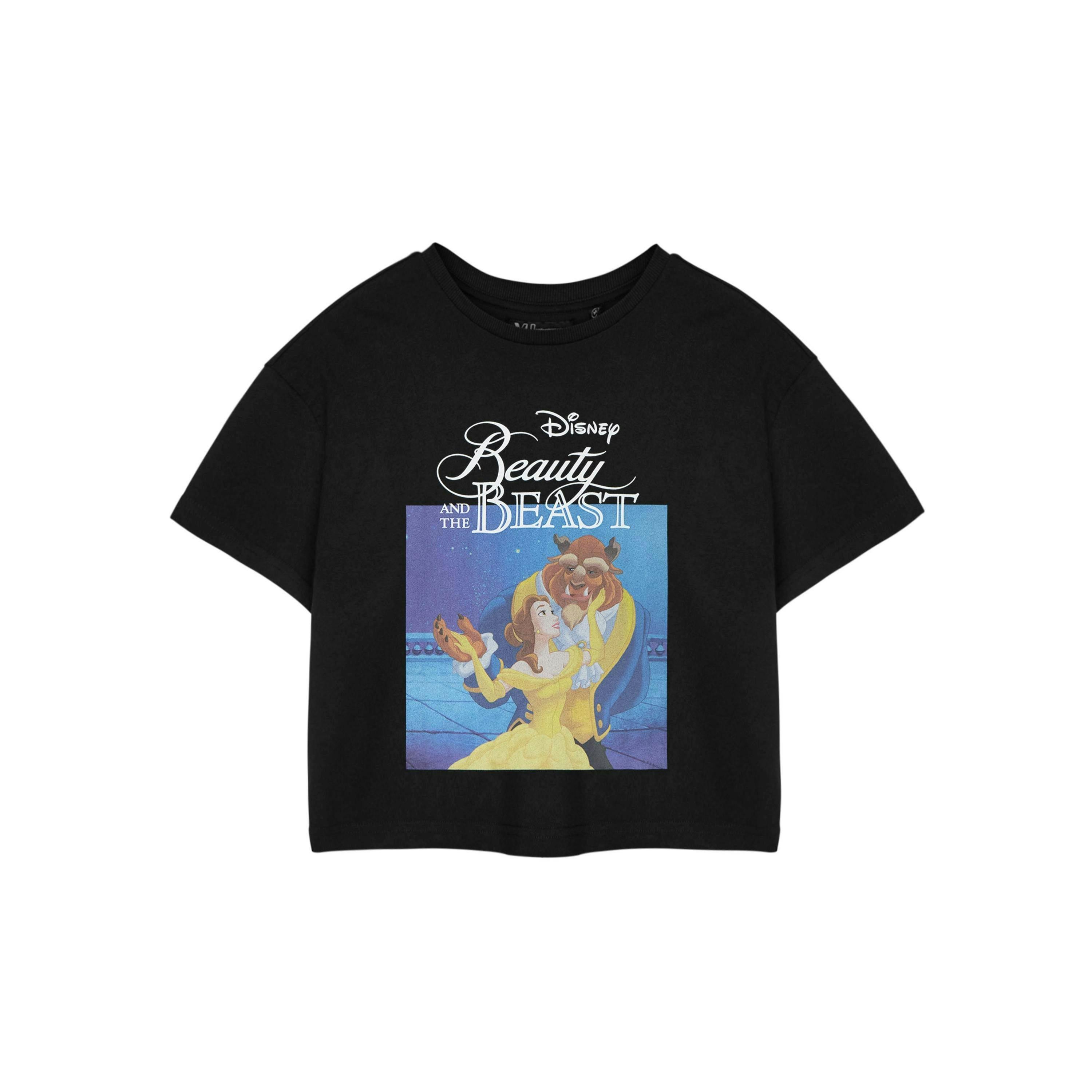 Disney Womens Black Beauty & The Beast Cropped Short Sleeved T-Shirt by Vanilla Underground , view 1 of 3