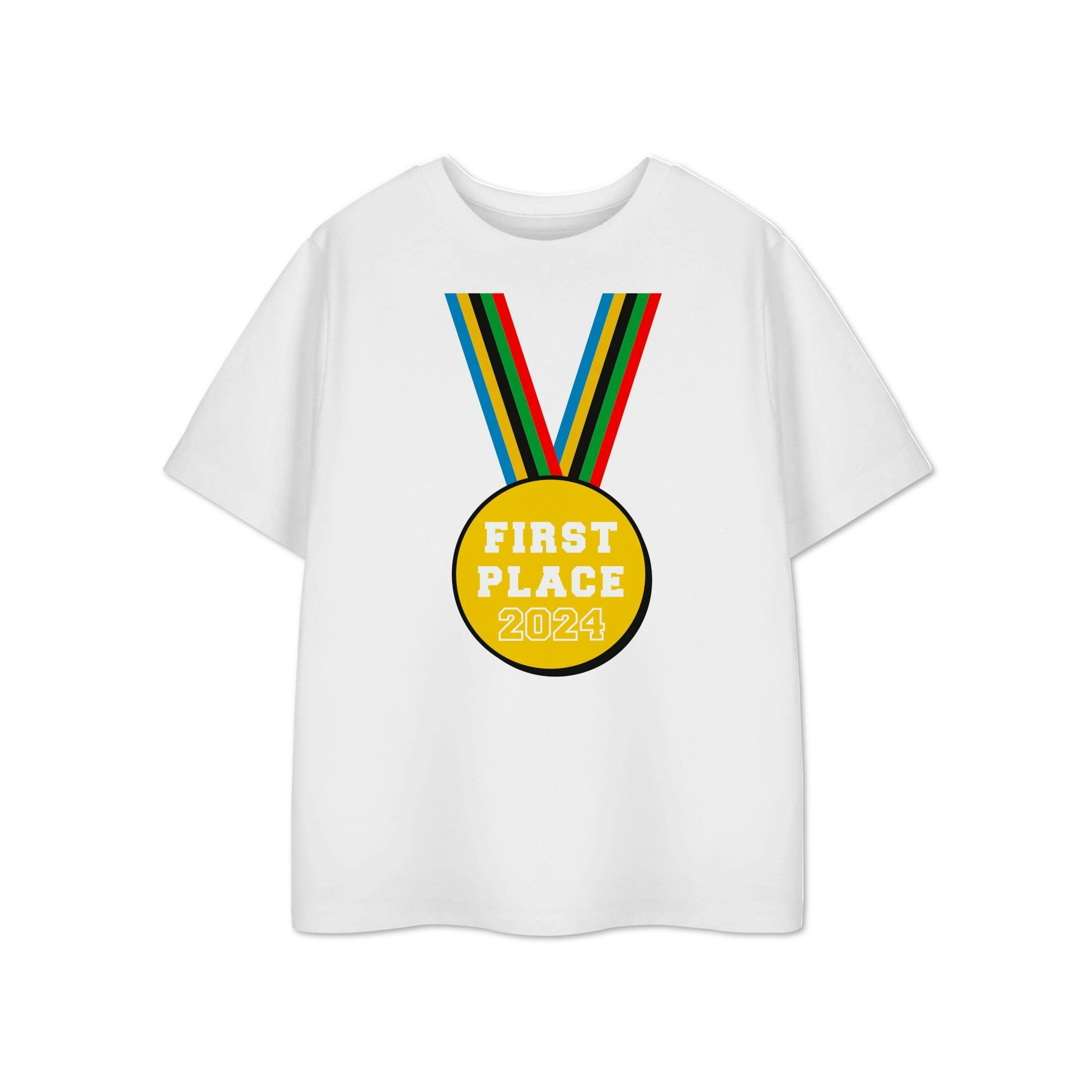 Show Me The Merch Unisex Kids White First Place Short Sleeved T-Shirt by Vanilla Underground , view 1 of 1