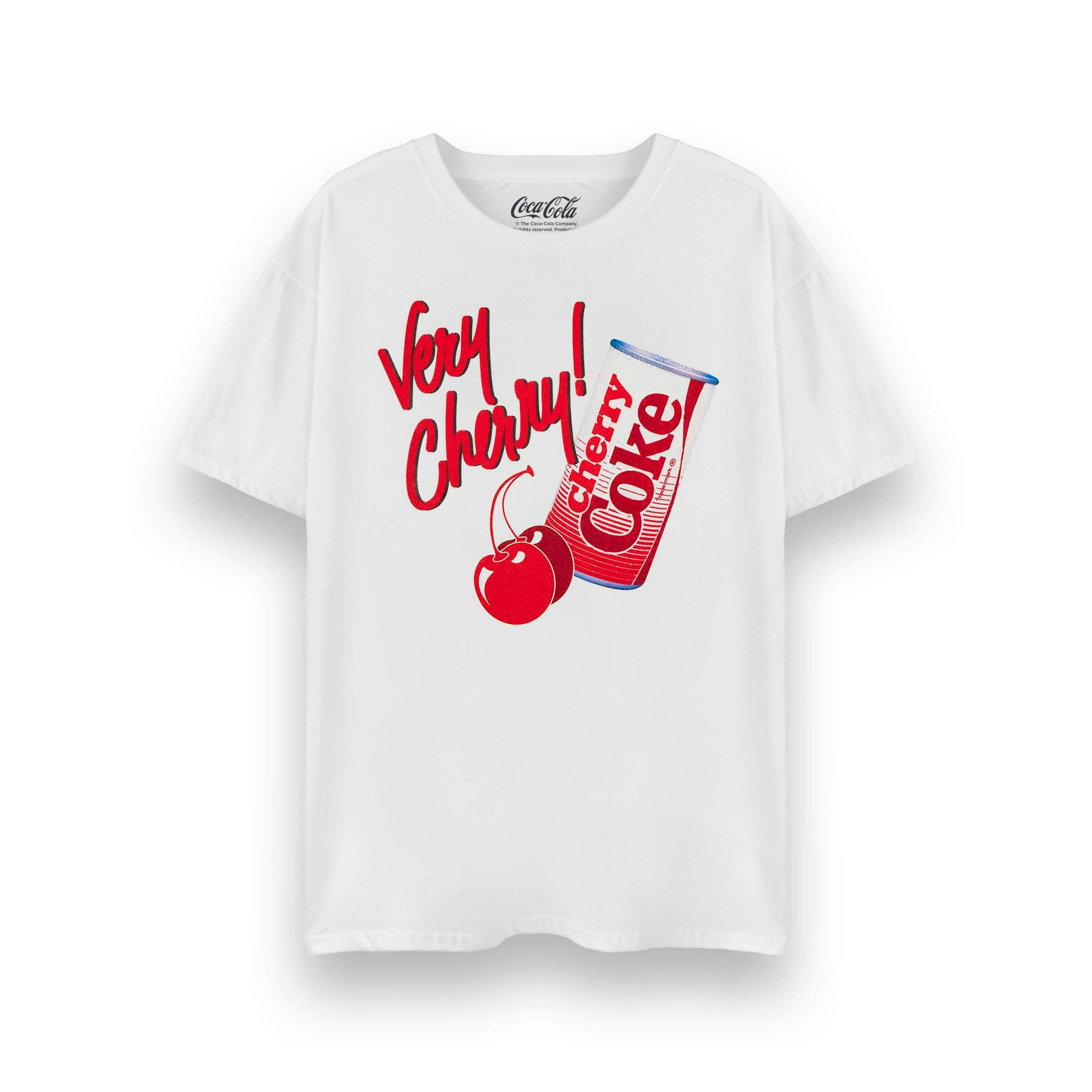 Coca Cola Cherry Coke Womens White Very Cherry Short Sleeved T-Shirt by Vanilla Underground , view 1 of 6