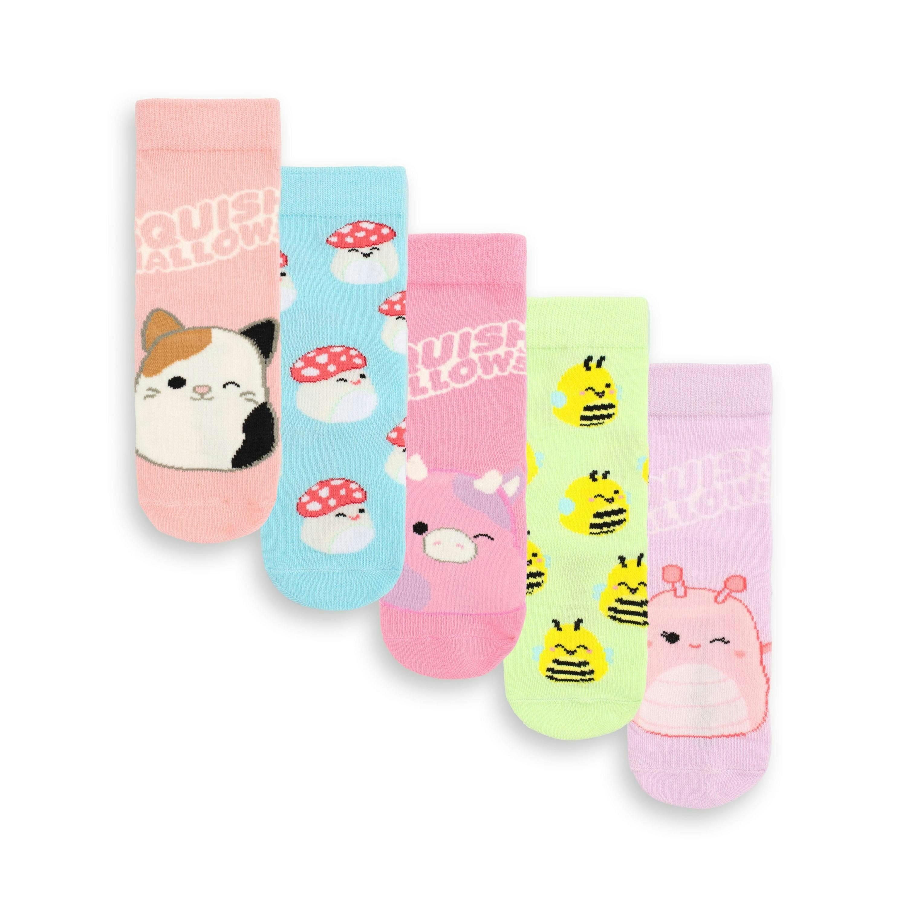 Squishmallows Girls Multicoloured Multi Character Calf Socks Set of 5 by Vanilla Underground , view 1 of 6