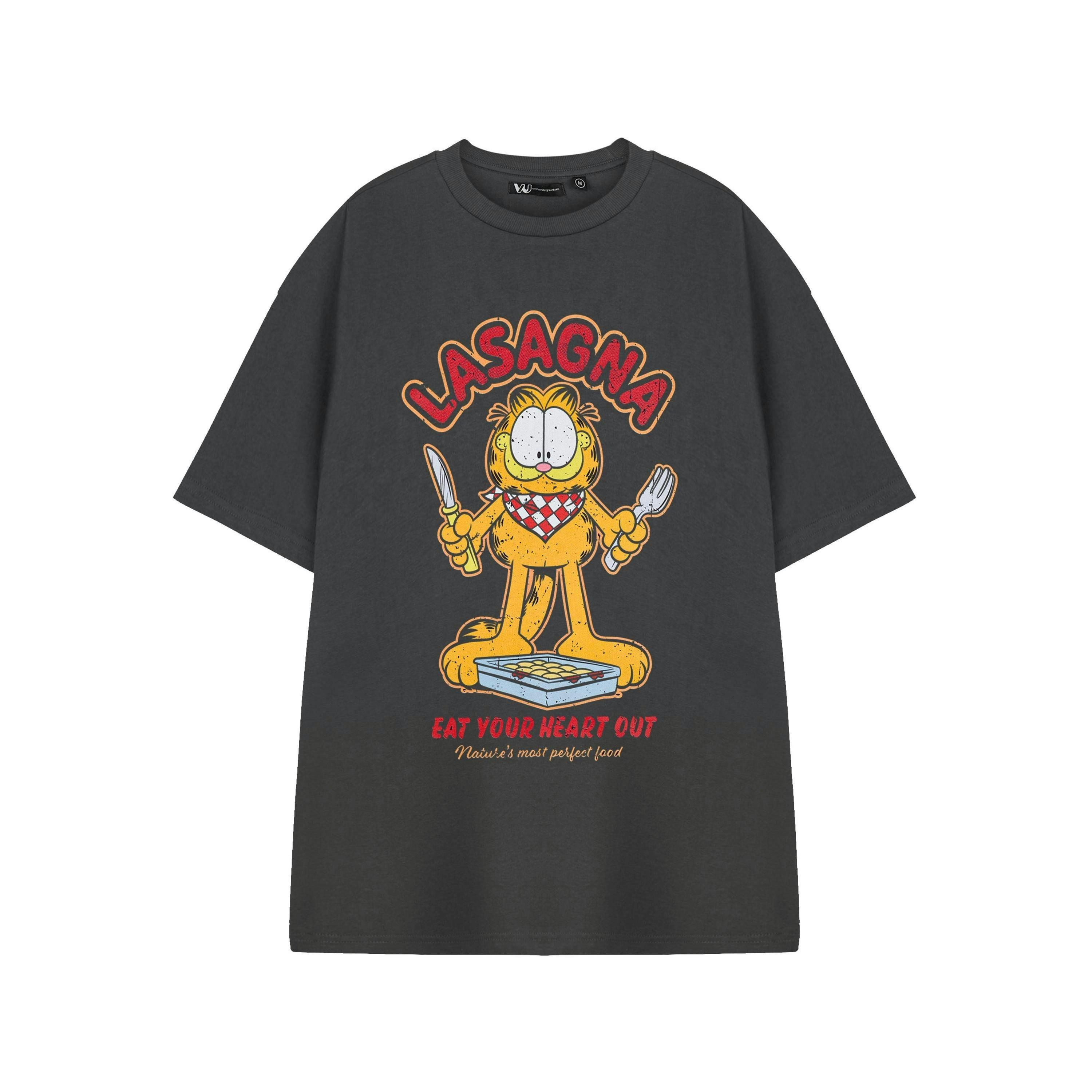 Garfield Mens Grey Eat Your Heart Out Short Sleeved T-Shirt by Vanilla Underground , view 1 of 3