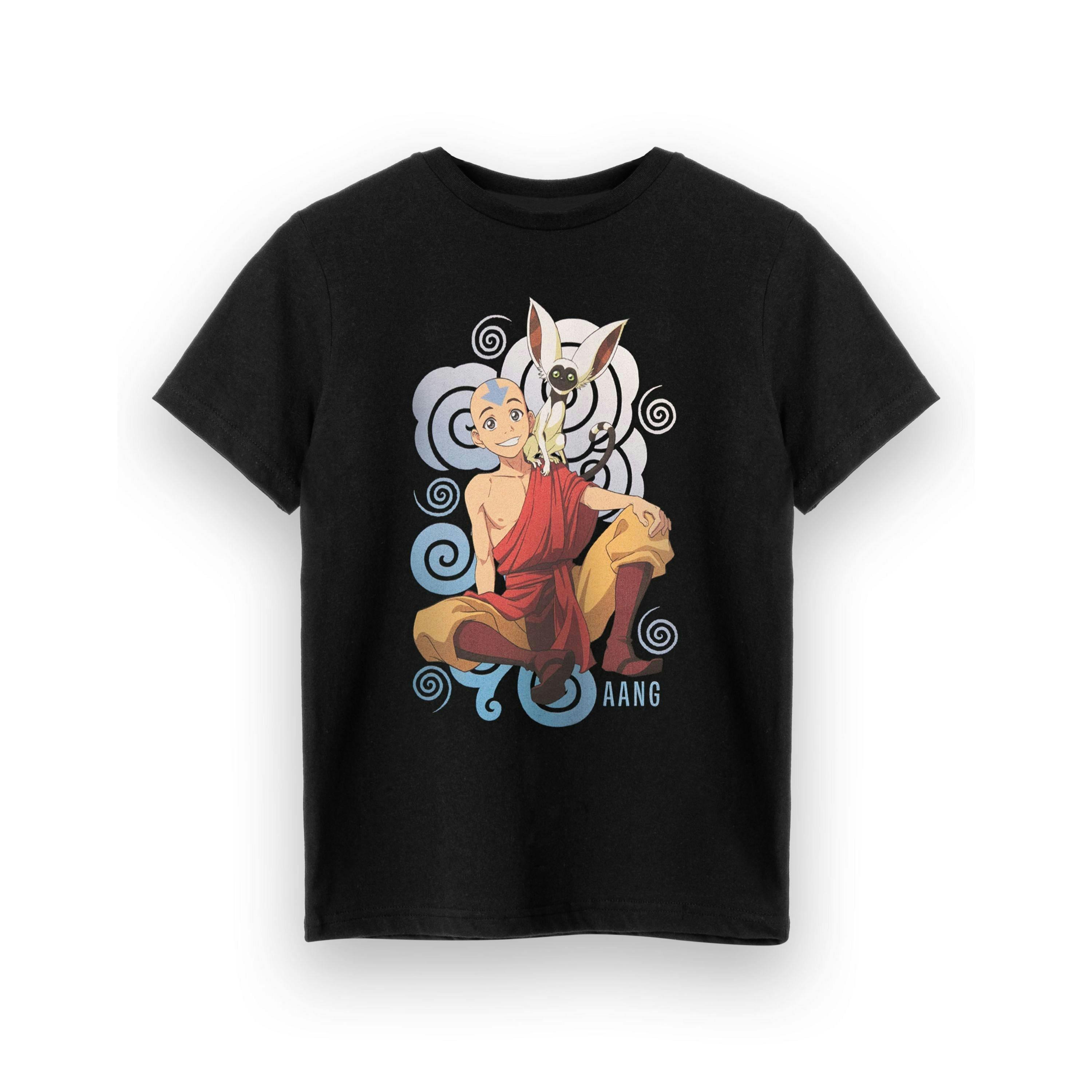 Avatar: The Last Airbender Boys Black Aang & Momo Short Sleeved T-Shirt by Vanilla Underground , view 1 of 6