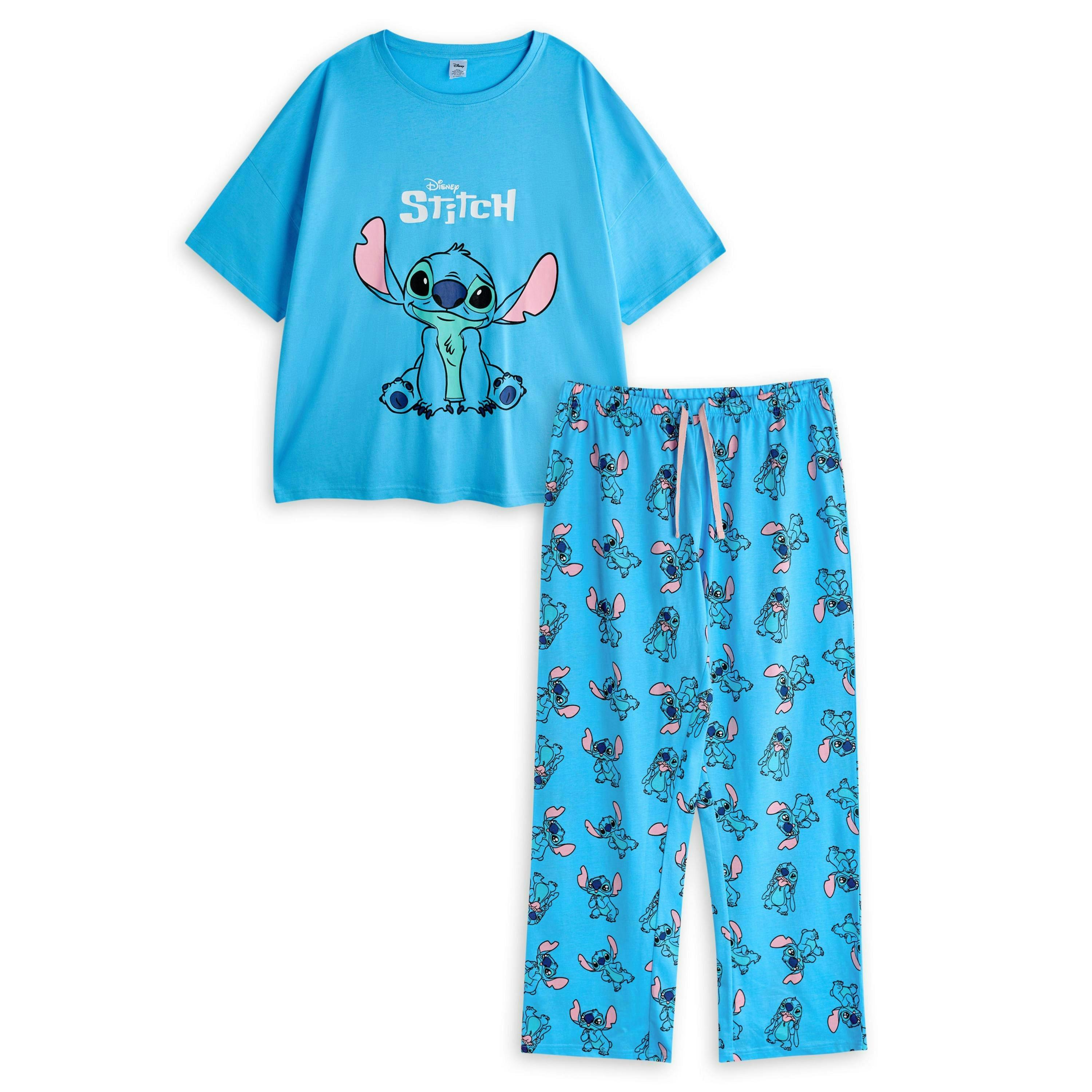 Disney Womens Blue Stitch Short Sleeve Long Leg Pyjama Set by Vanilla Underground , view 1 of 6