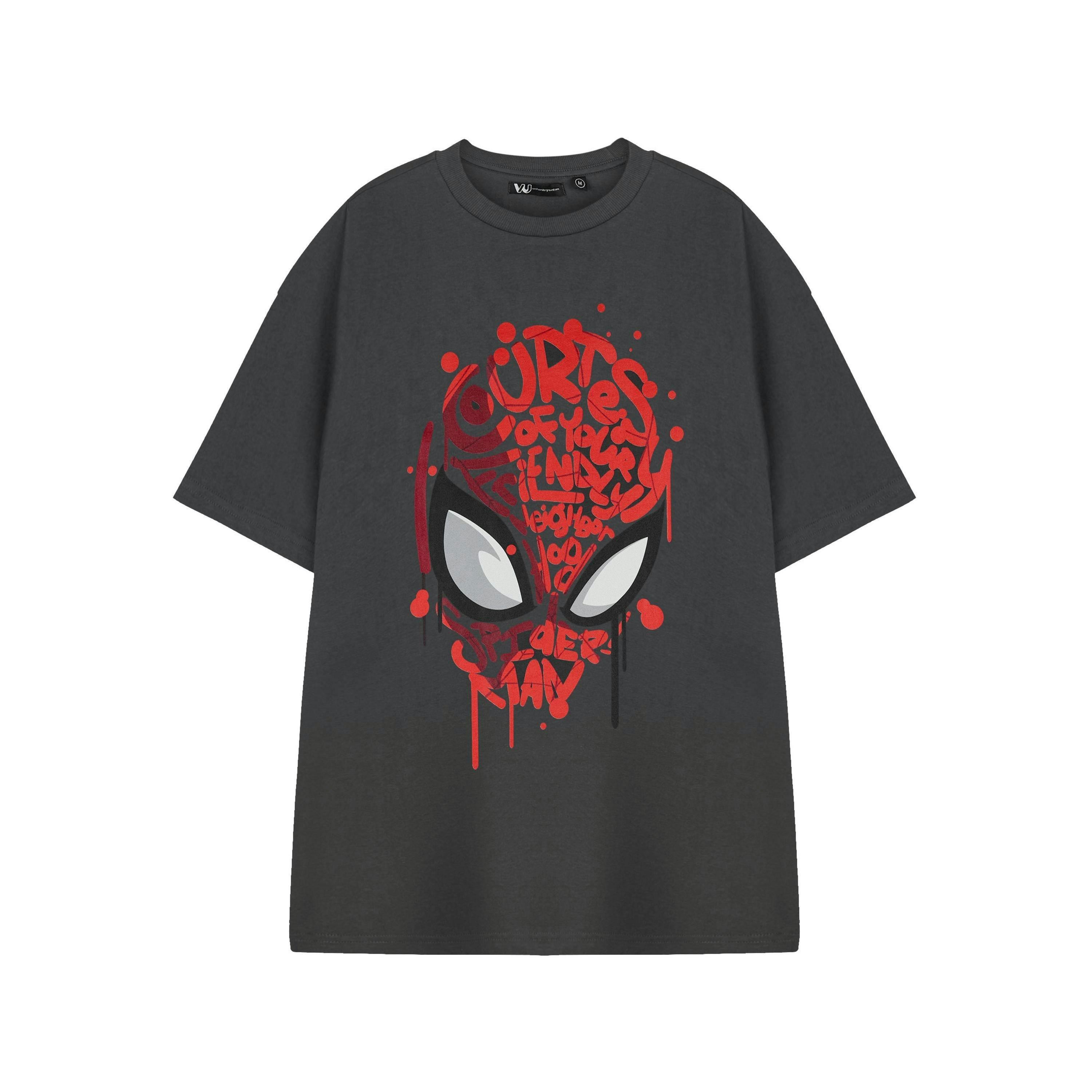 Marvel Mens Grey Friendly Neighbourhood Spiderman Short Sleeved T-Shirt by Vanilla Underground , view 1 of 6