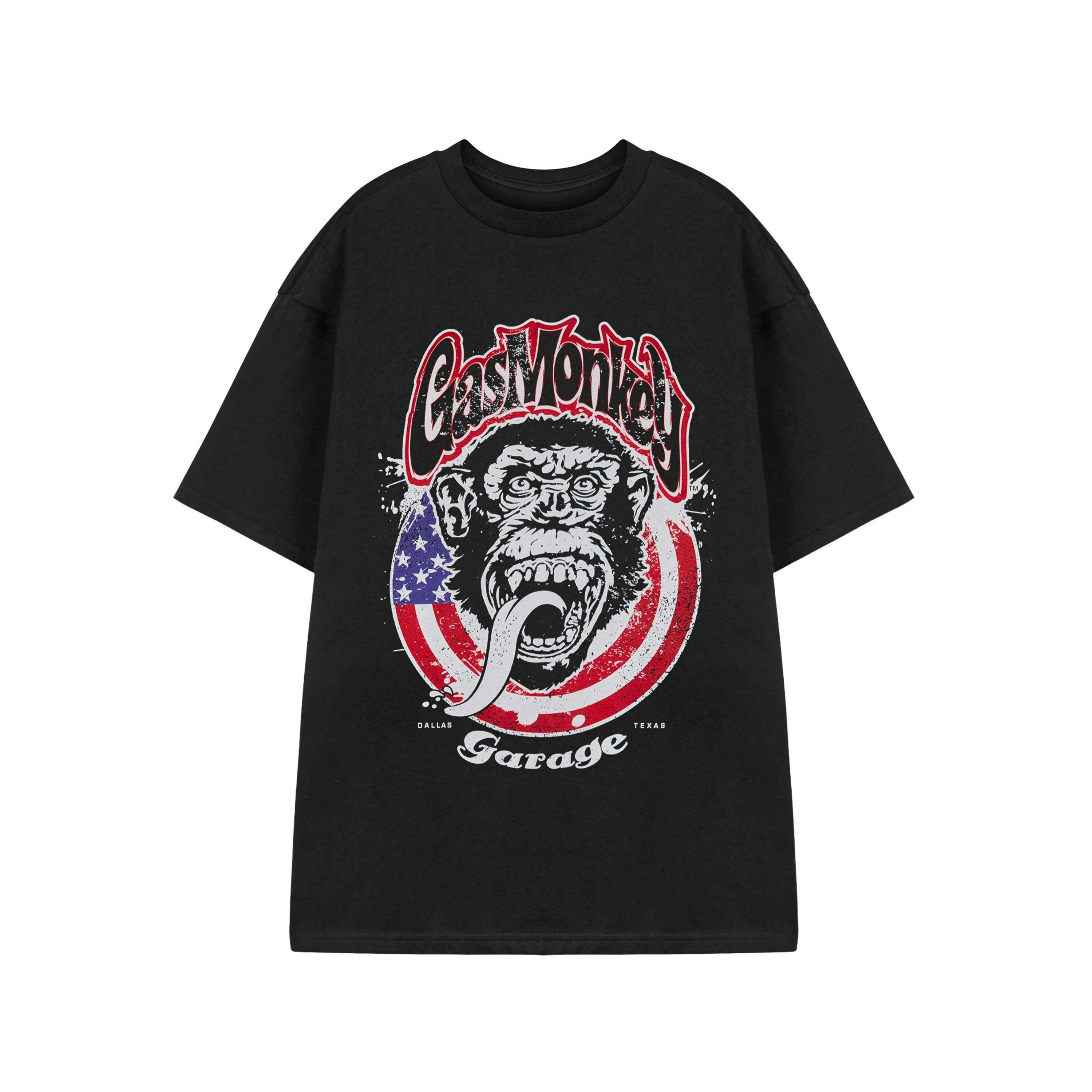 Gas Monkey Garage Mens Black USA Flag Short Sleeved T-Shirt by Vanilla Underground , view 1 of 3