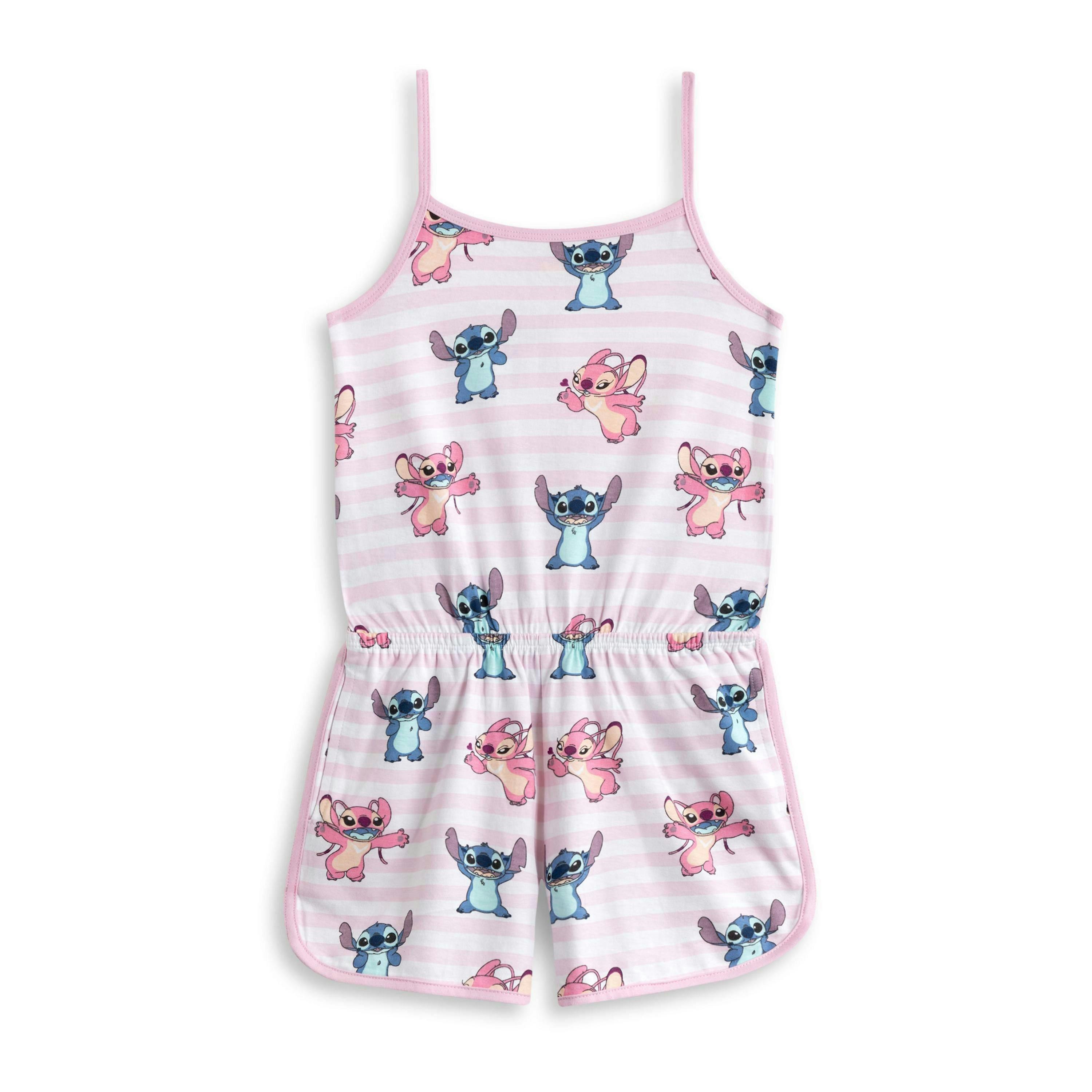 Disney Lilo & Stitch Girls Pink Multi Character AOP Sleeveless Playsuit by Vanilla Underground , view 1 of 6