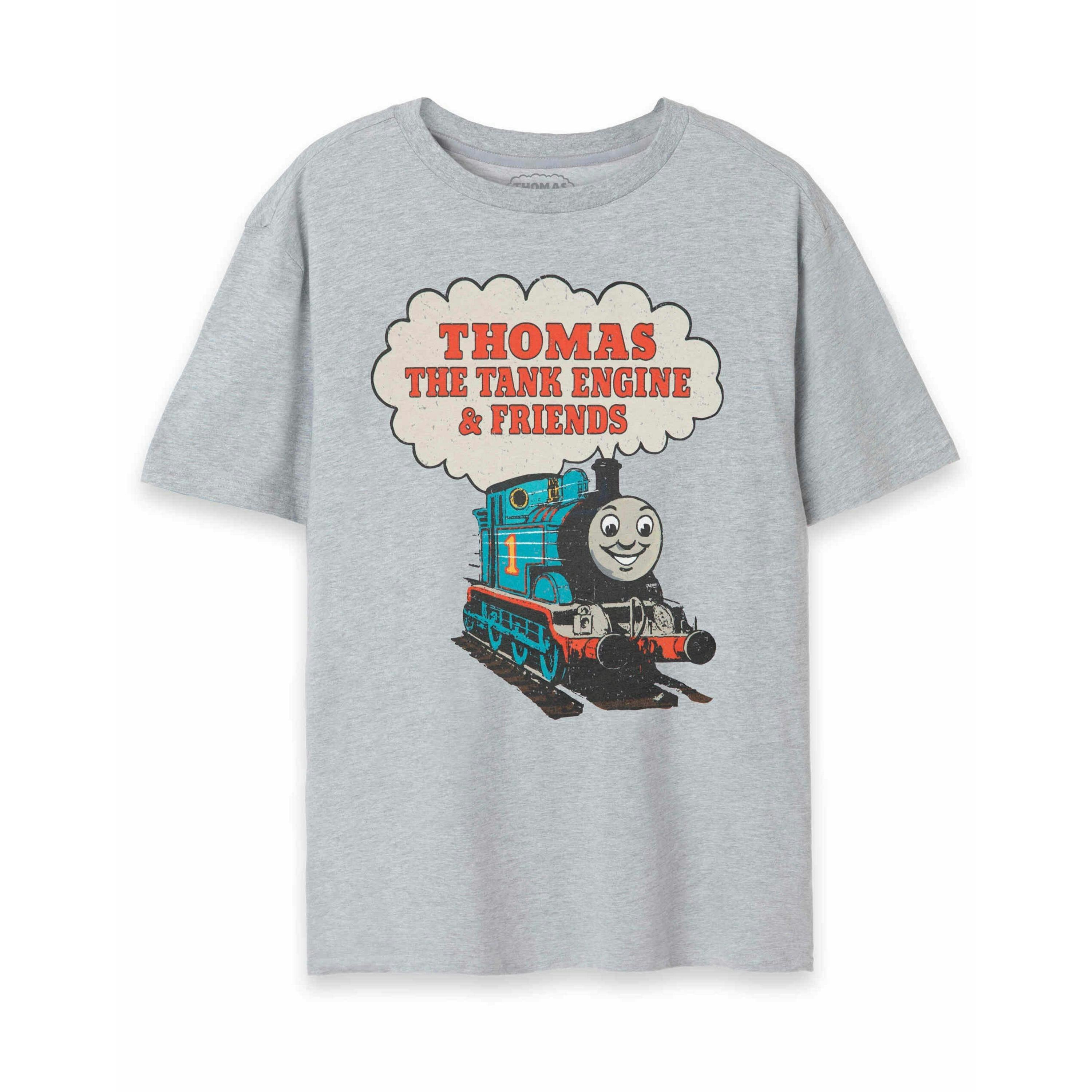 Thomas and Friends Mens Grey Vintage Train Short Sleeved T-Shirt by Vanilla Underground , view 1 of 6