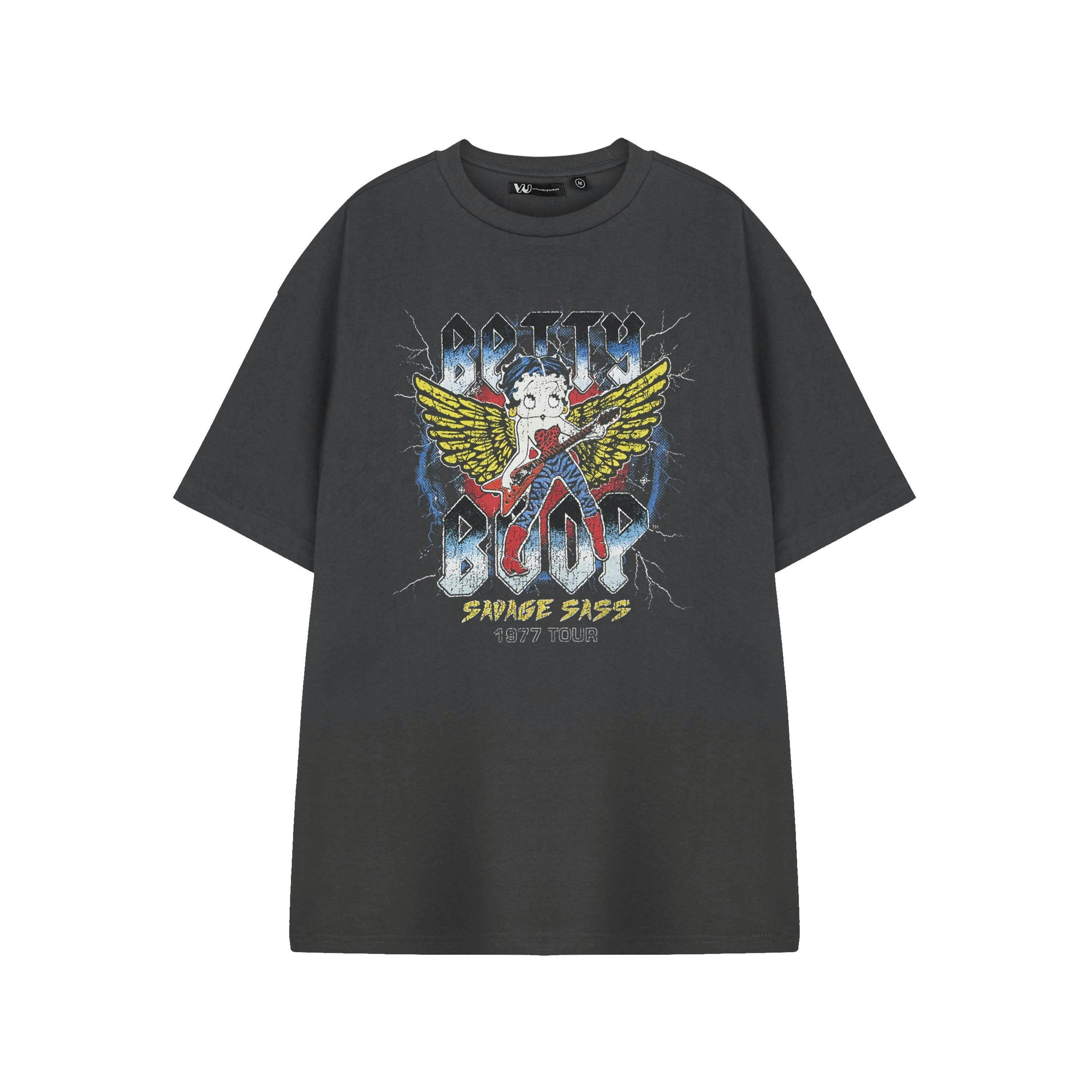 Betty Boop Womens Grey Savage Sass Short Sleeved T-Shirt by Vanilla Underground , view 1 of 3