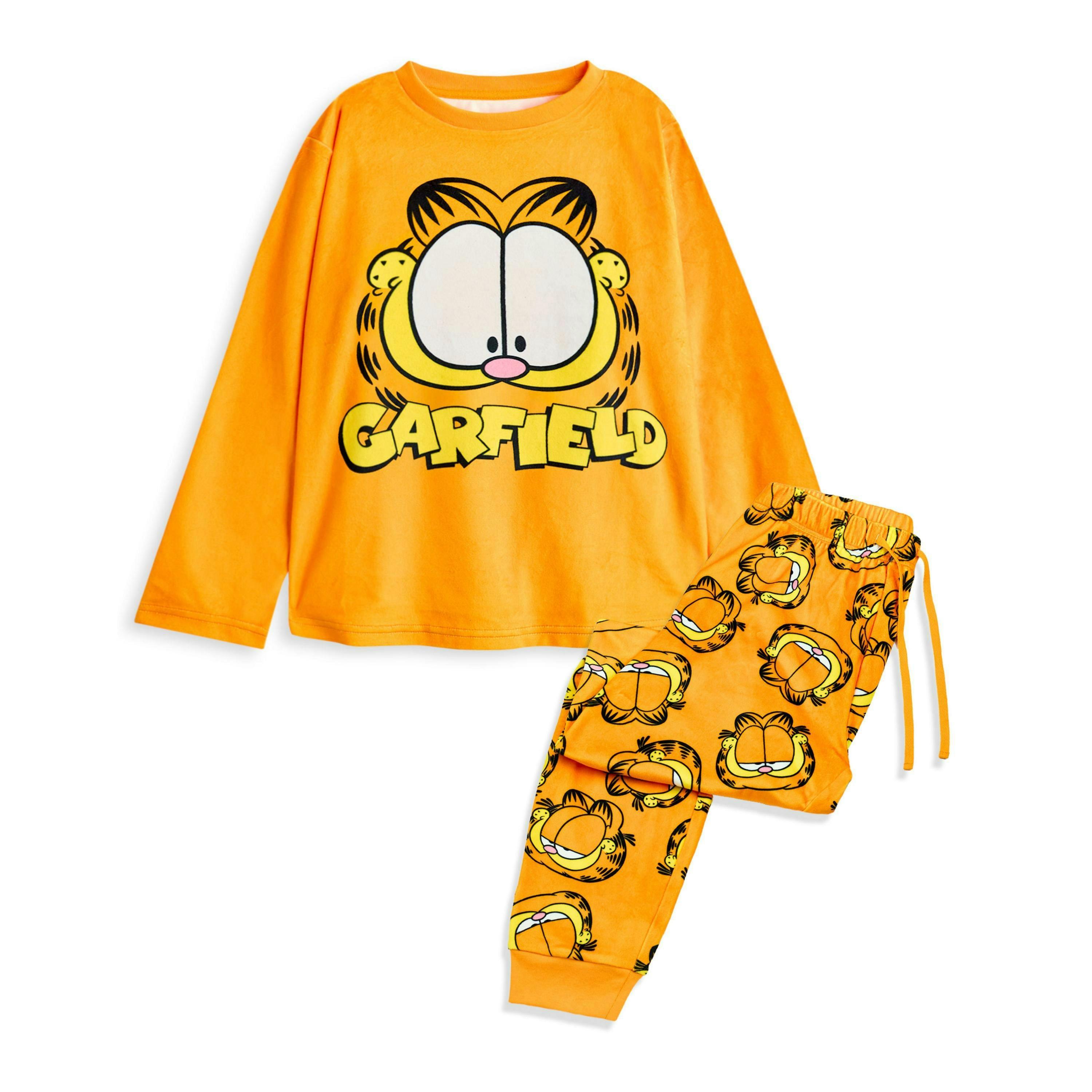 Garfield Unisex Kids Orange Big Face Long Sleeve Long Leg Pyjama Set by Vanilla Underground , view 1 of 6