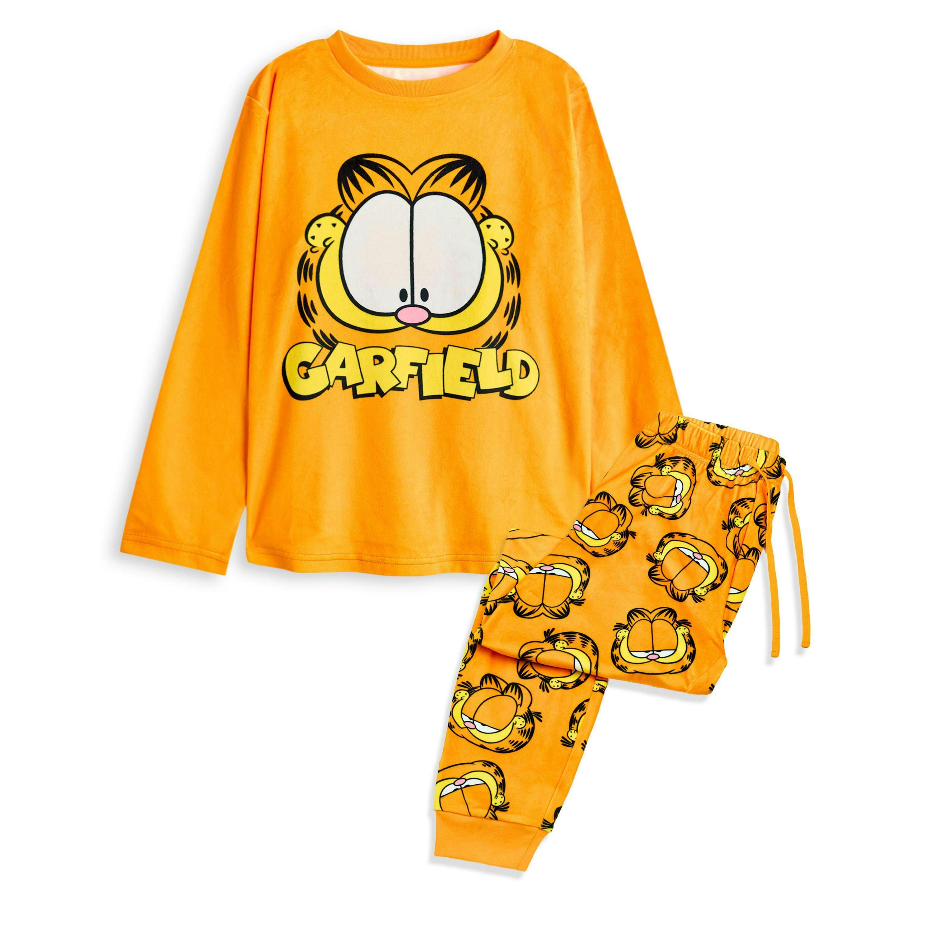 Garfield Womens Orange Big Face Long Sleeve Long Leg Pyjama Set by Vanilla Underground , view 1 of 6