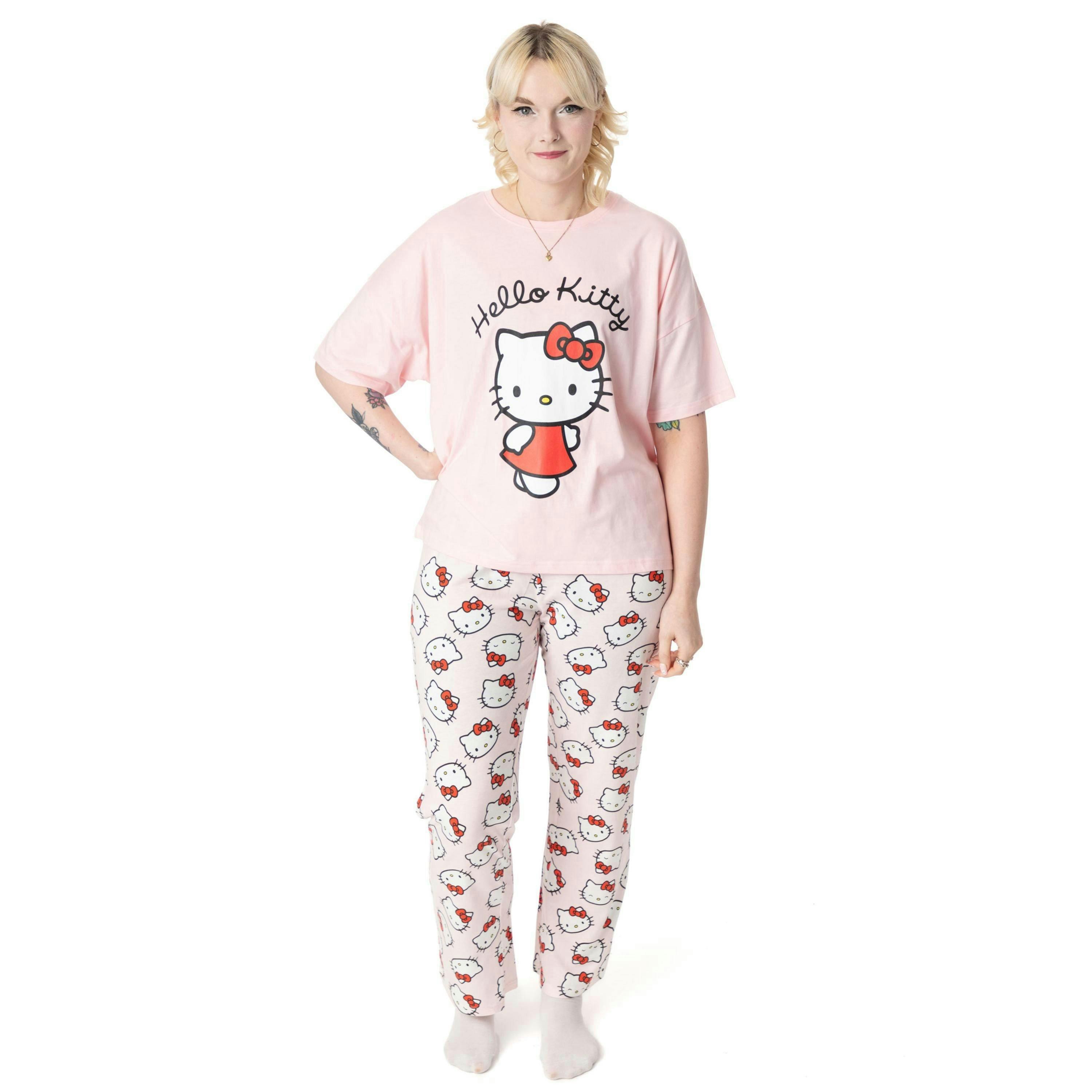 Hello Kitty Womens Pink Character Short Sleeve Long Leg Pyjama Set by Vanilla Underground , view 1 of 6