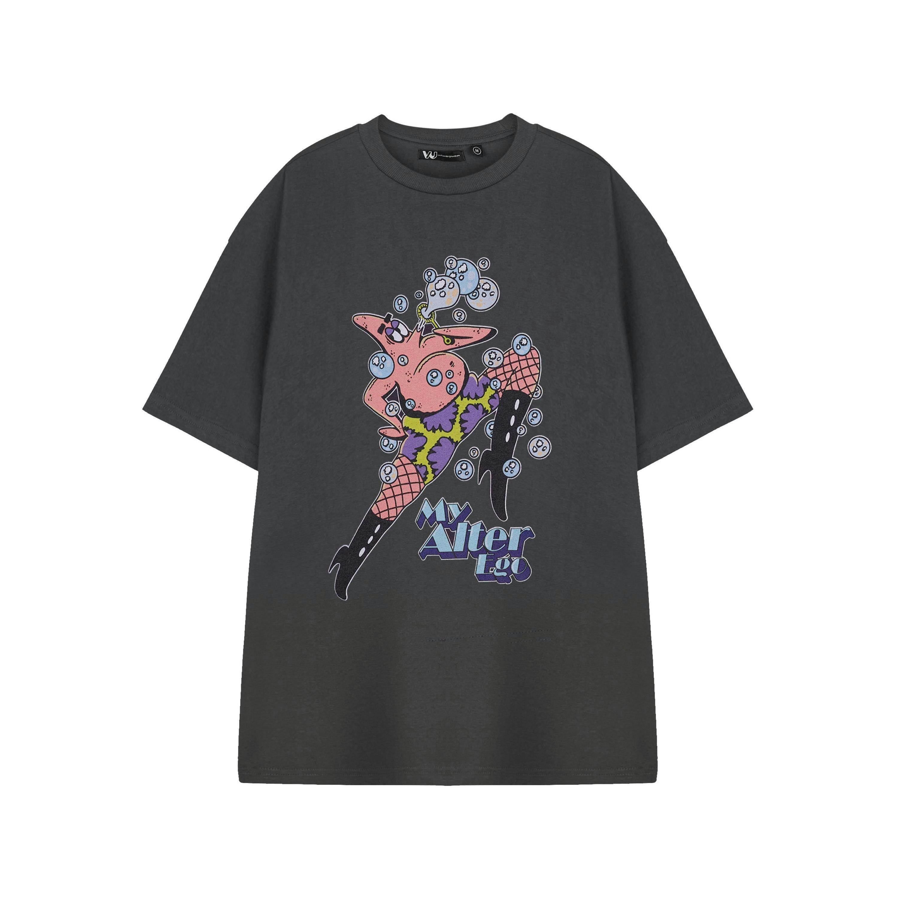 SpongeBob SquarePants Unisex Grey My Alter Ego Short Sleeved T-Shirt by Vanilla Underground , view 1 of 3