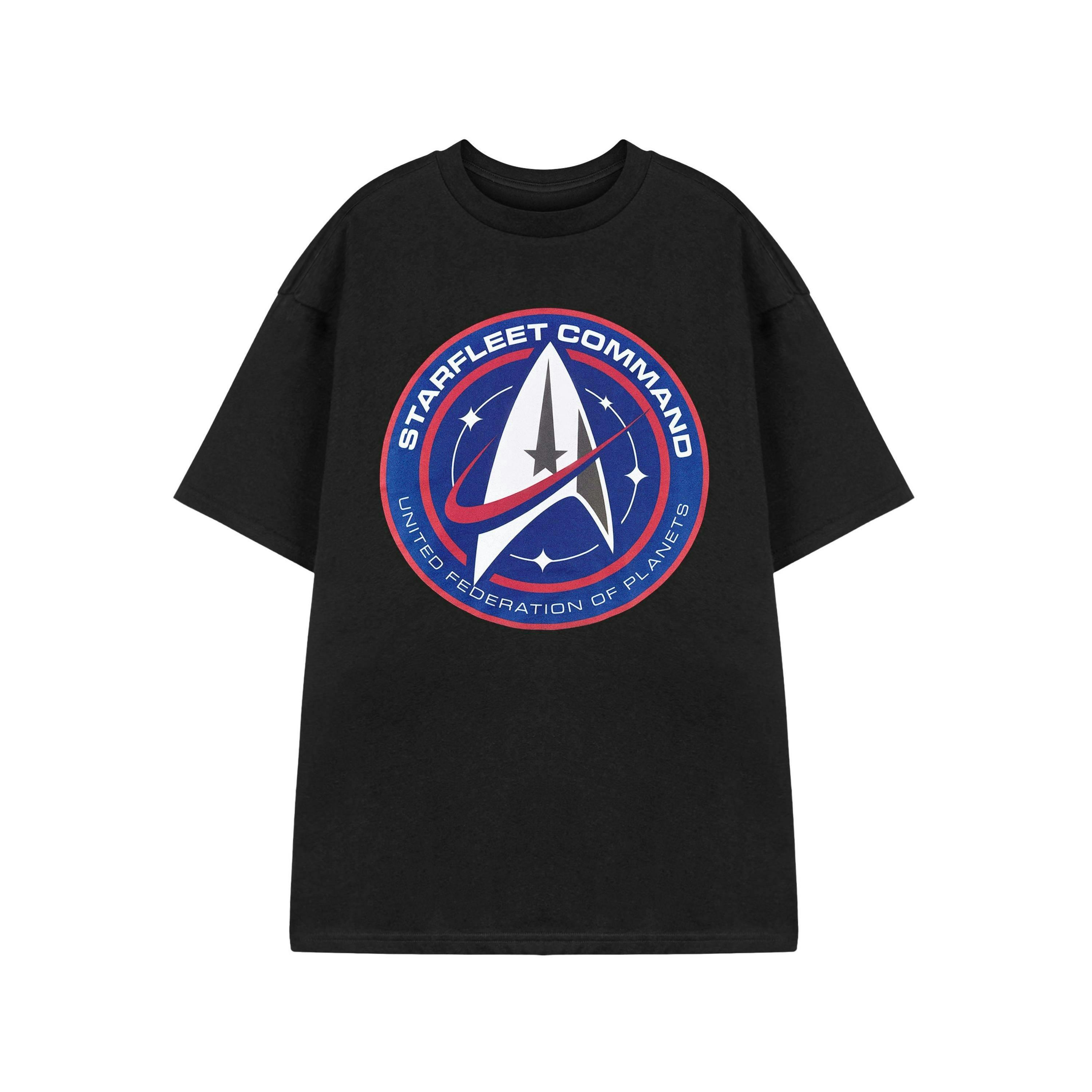 Star Trek Mens Black Starfleet Comand Short Sleeved T-Shirt by Vanilla Underground , view 1 of 3