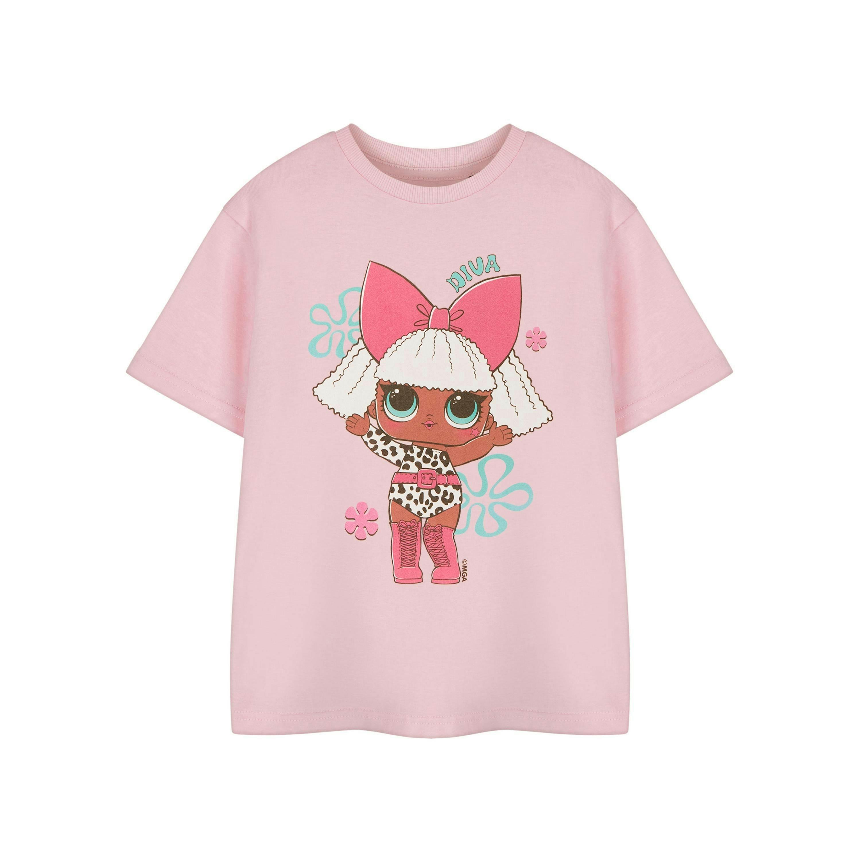 LOL Surprise! Girls Pink Diva Short Sleeved T-Shirt by Vanilla Underground , view 1 of 3