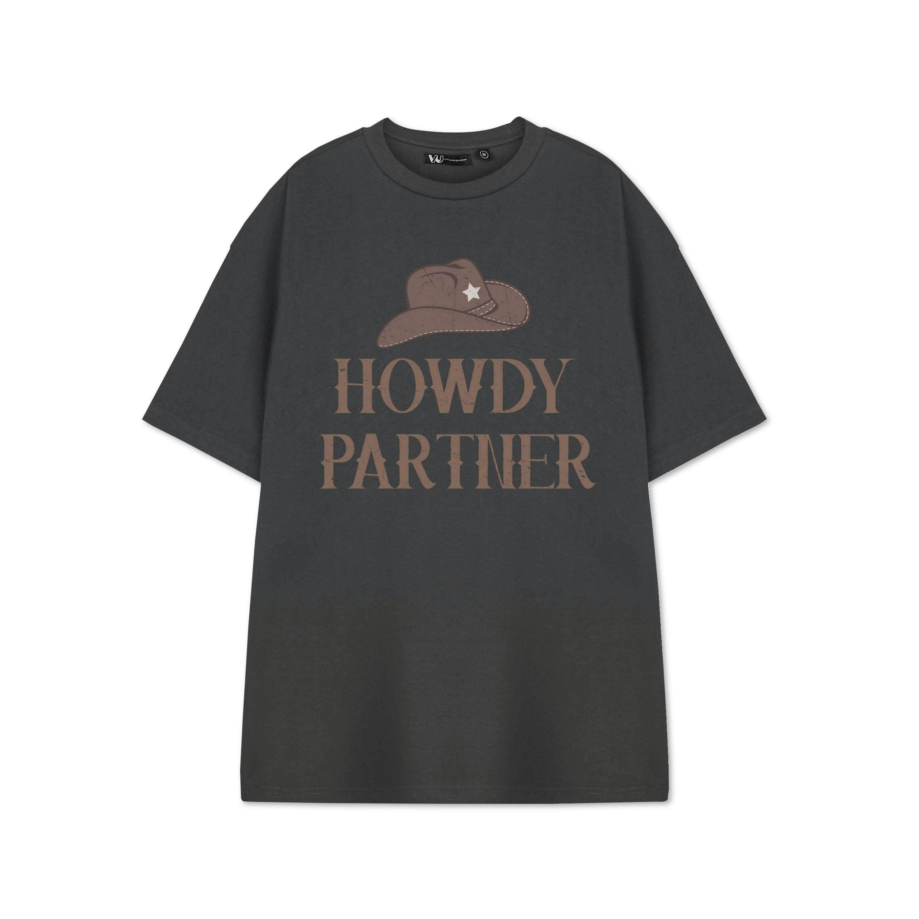 Show Me The Merch Mens Grey Howdy Partner Short Sleeved T-Shirt by Vanilla Underground , view 1 of 1