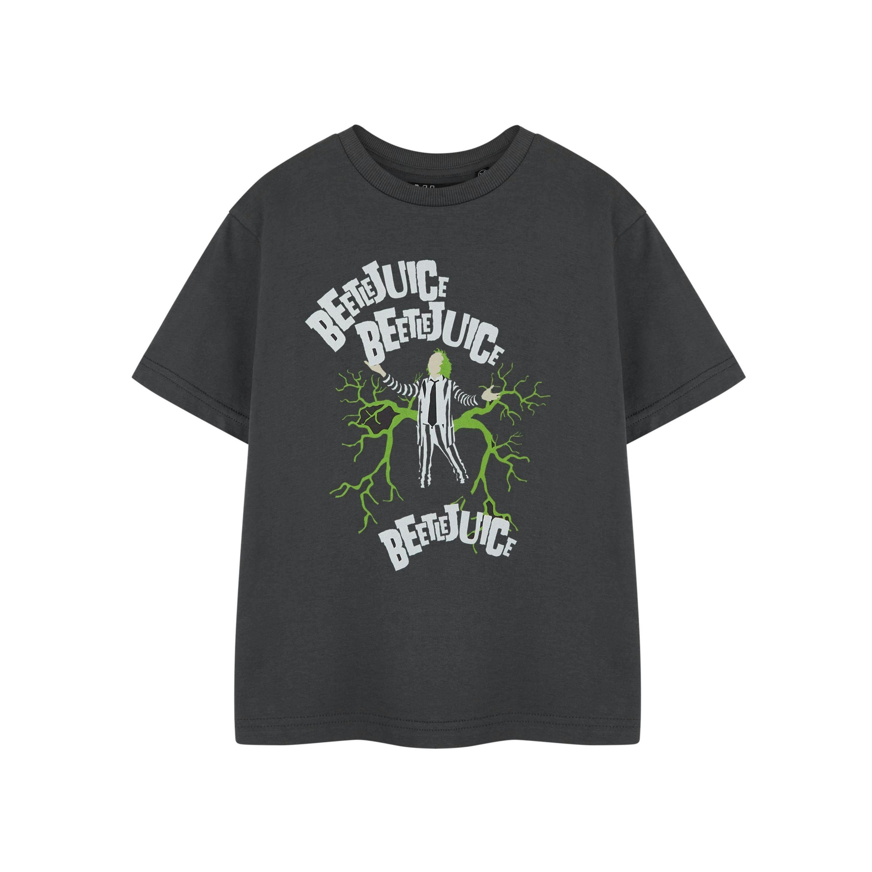 Beetlejuice Unisex Kids Grey Beetlejuice Beetlejuice Beetlejuice Short Sleeved T-Shirt by Vanilla Underground , view 1 of 3