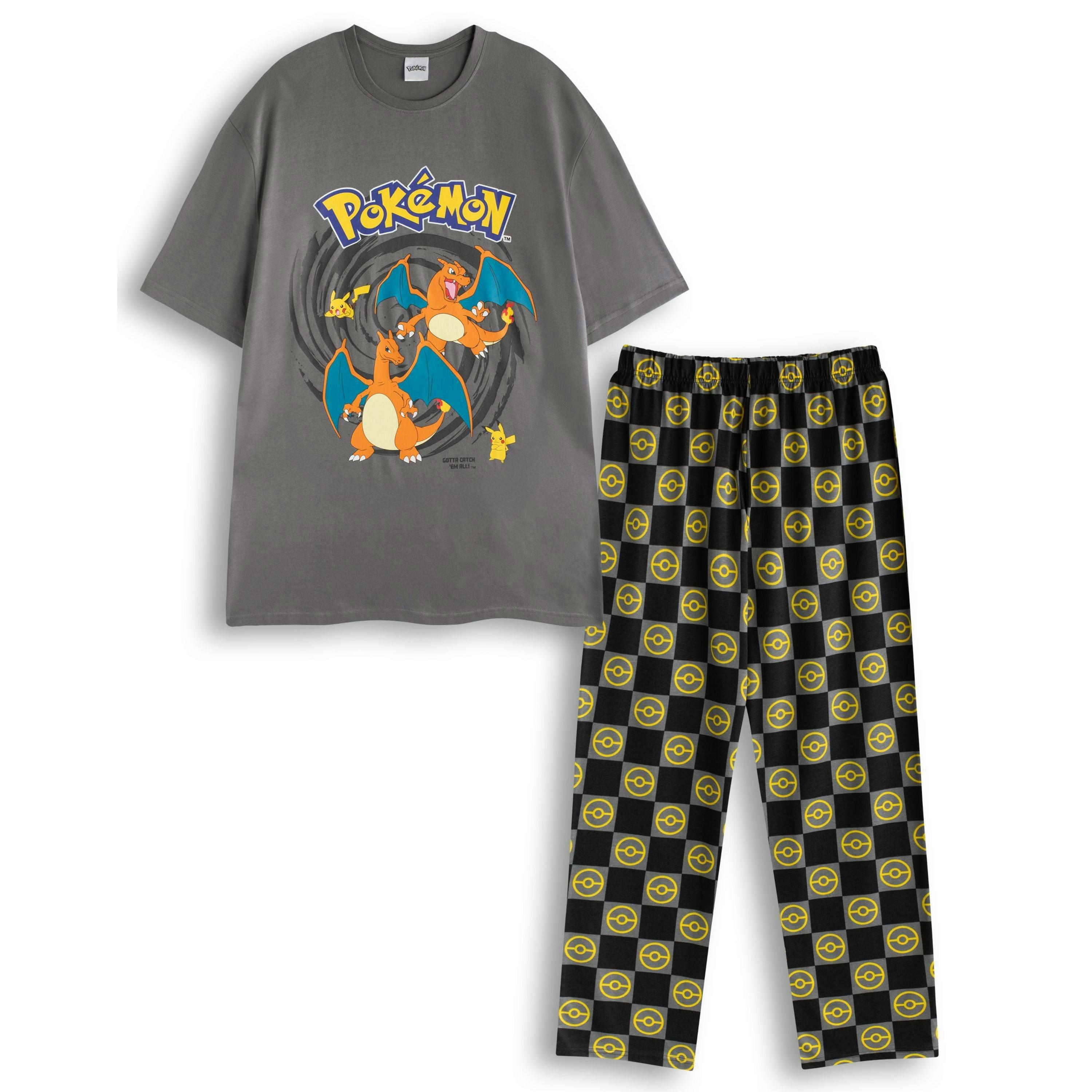 Pokemon Mens Multicoloured Pikachu & Charizard Short Sleeve Long Leg Pyjama Set by Vanilla Underground , view 1 of 6
