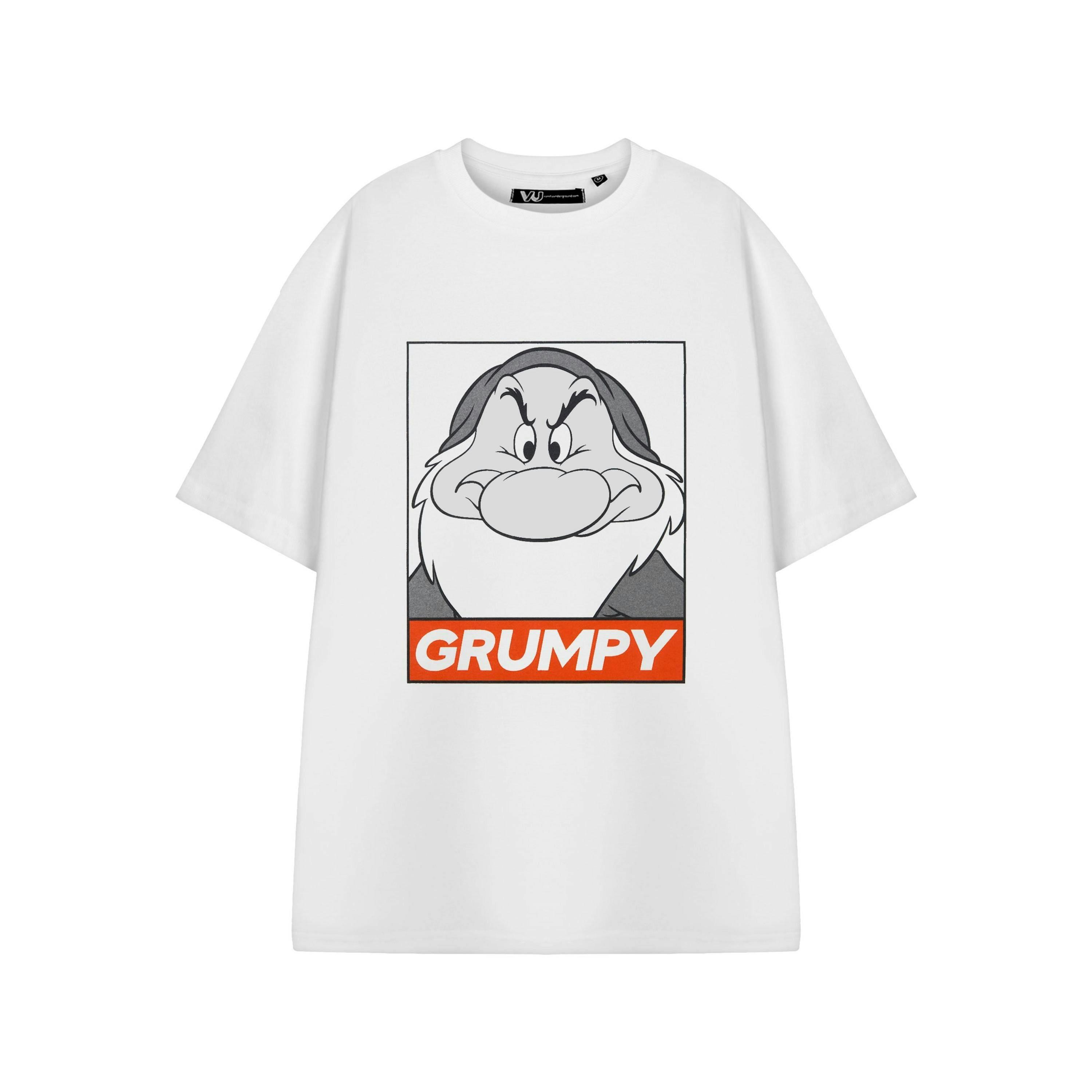 Disney Snow White & The Seven Dwarfs Mens White Grumpy Short Sleeved T-Shirt by Vanilla Underground , view 1 of 3