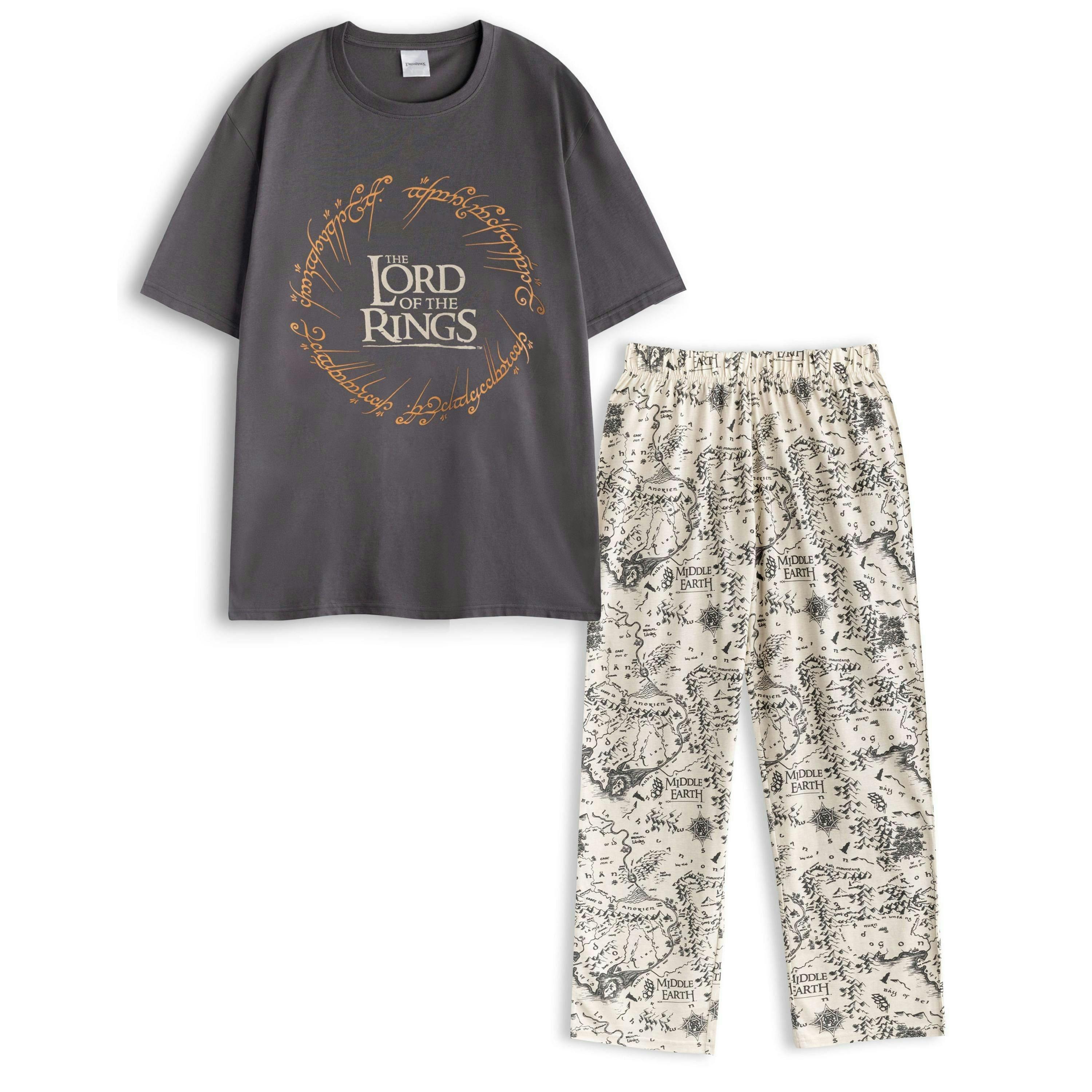 Lord Of The Rings Mens Black Logo Short Sleeve Long Leg Pyjama Set by Vanilla Underground , view 1 of 6