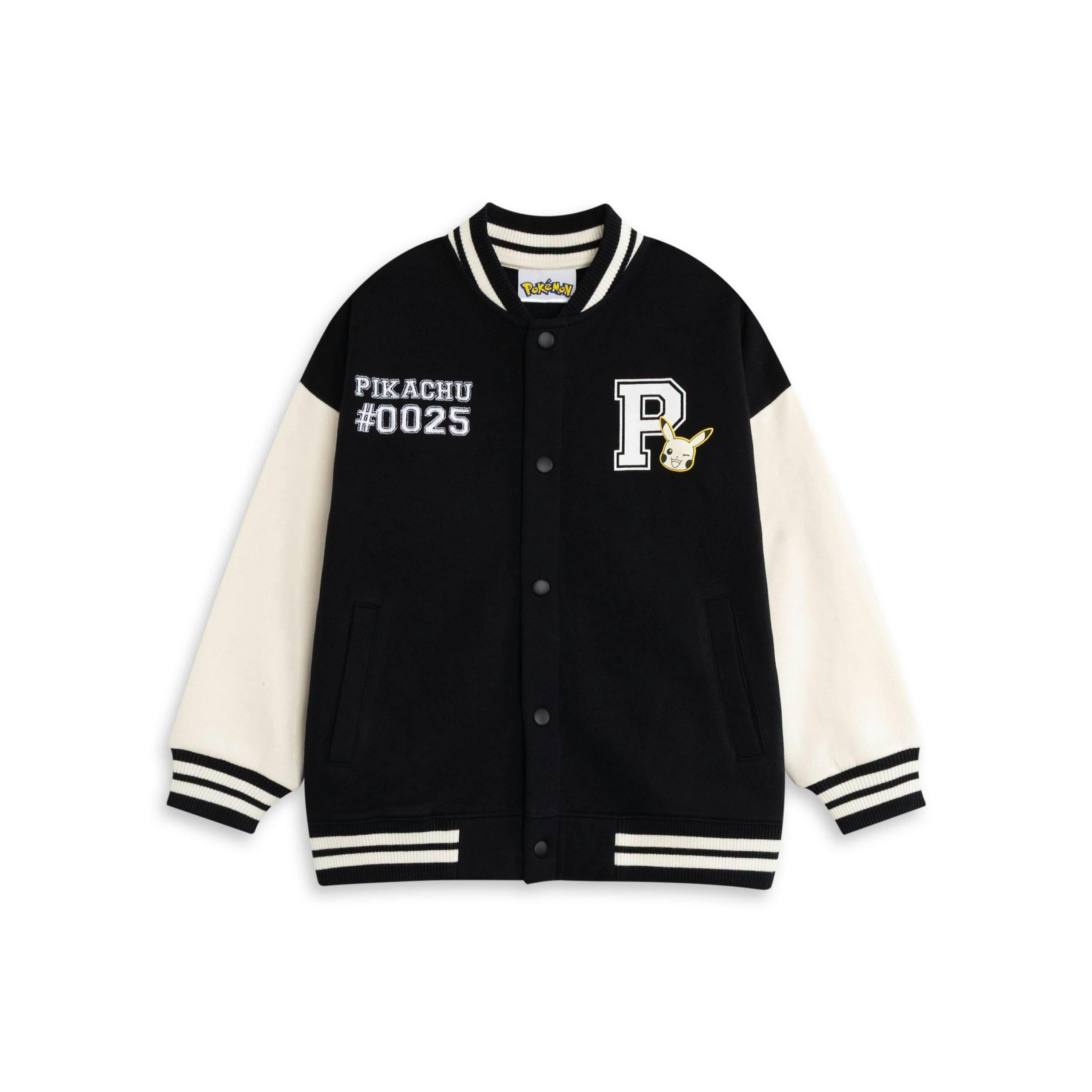 Pokemon Boys Black Pikachu Varsity Jacket by Vanilla Underground , view 1 of 6