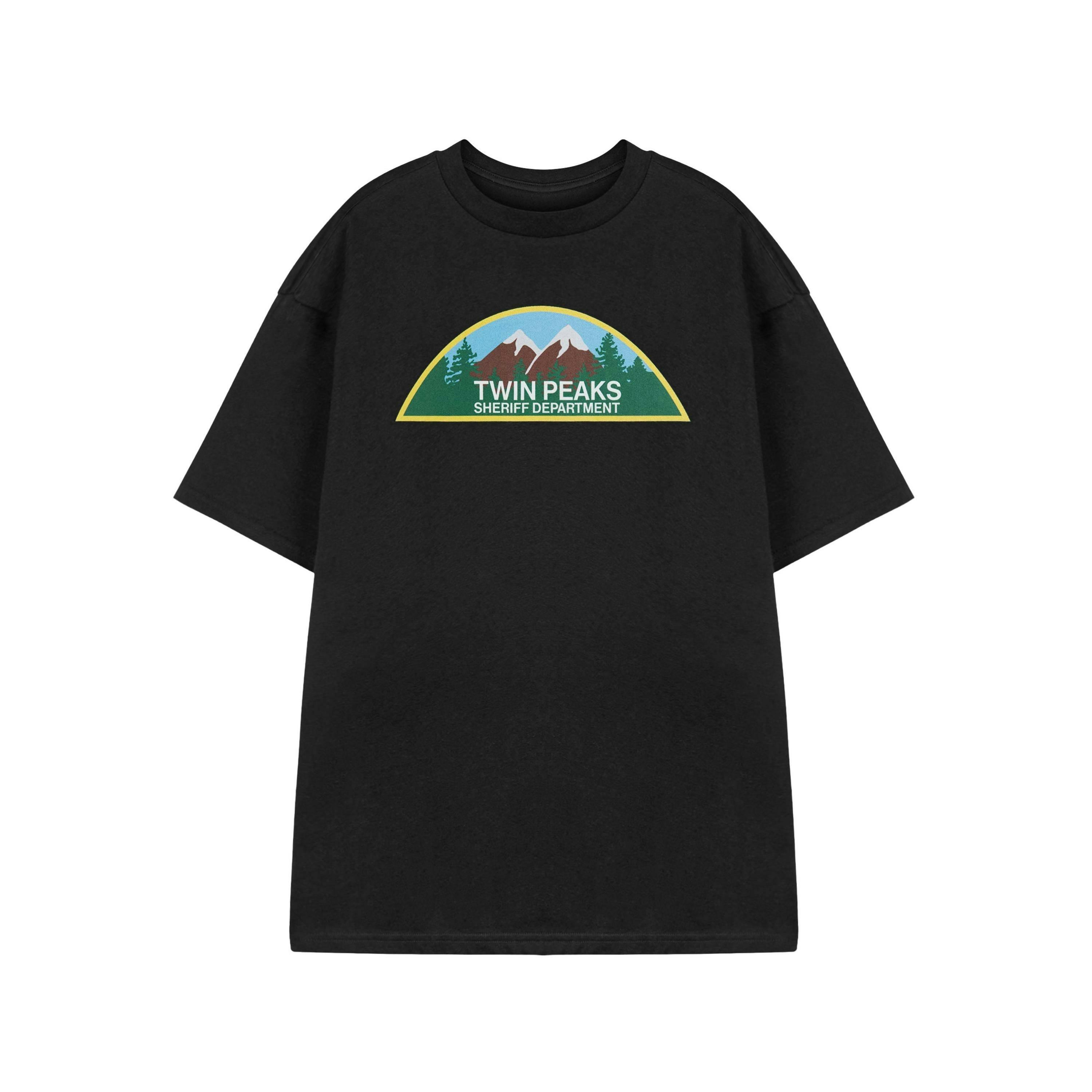 Twin Peaks Mens Black Sheriff Department Short Sleeved T-Shirt by Vanilla Underground , view 1 of 3