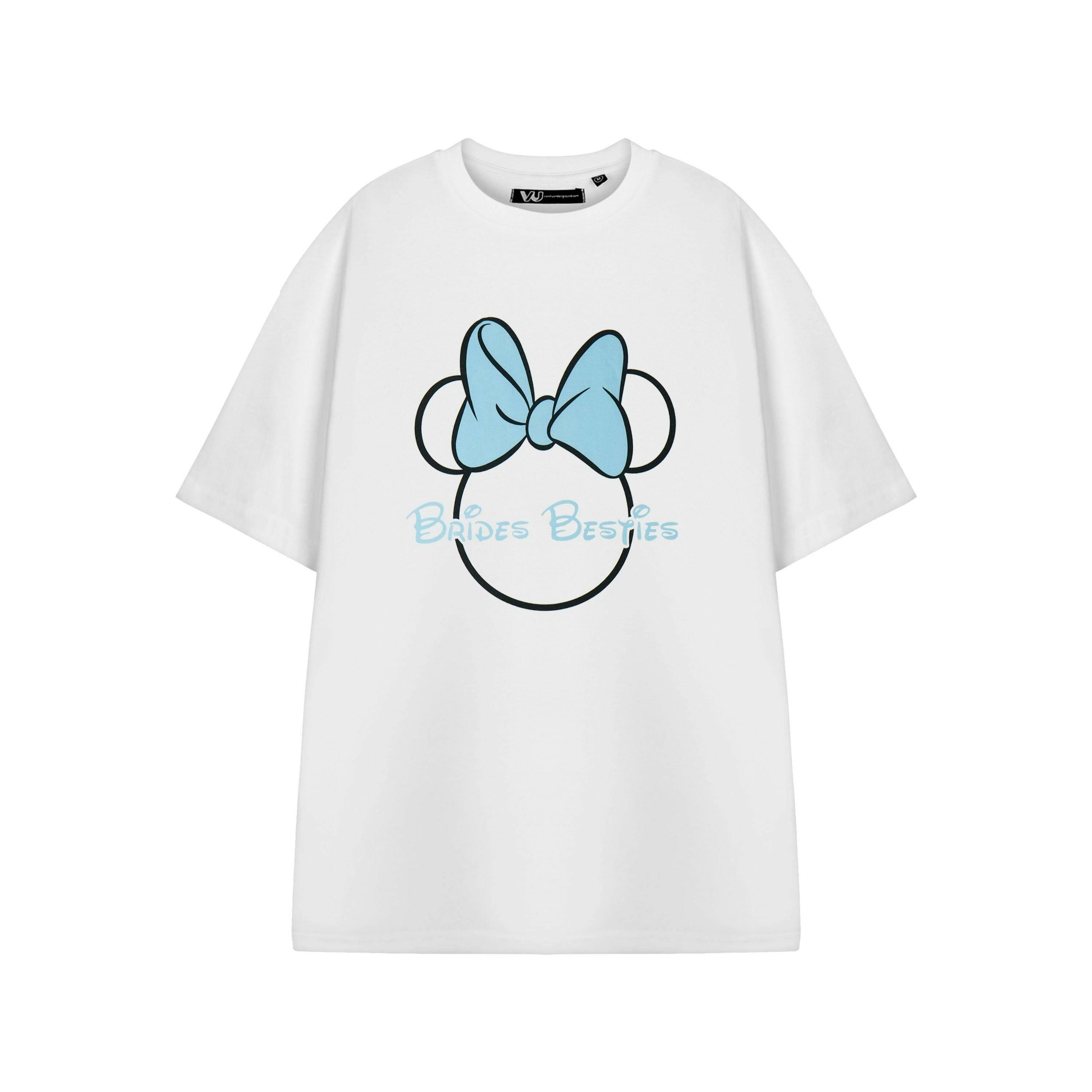 Disney Minnie Mouse Womens White Brides Besties Hen Party Short Sleeved T-Shirt by Vanilla Underground , view 1 of 3