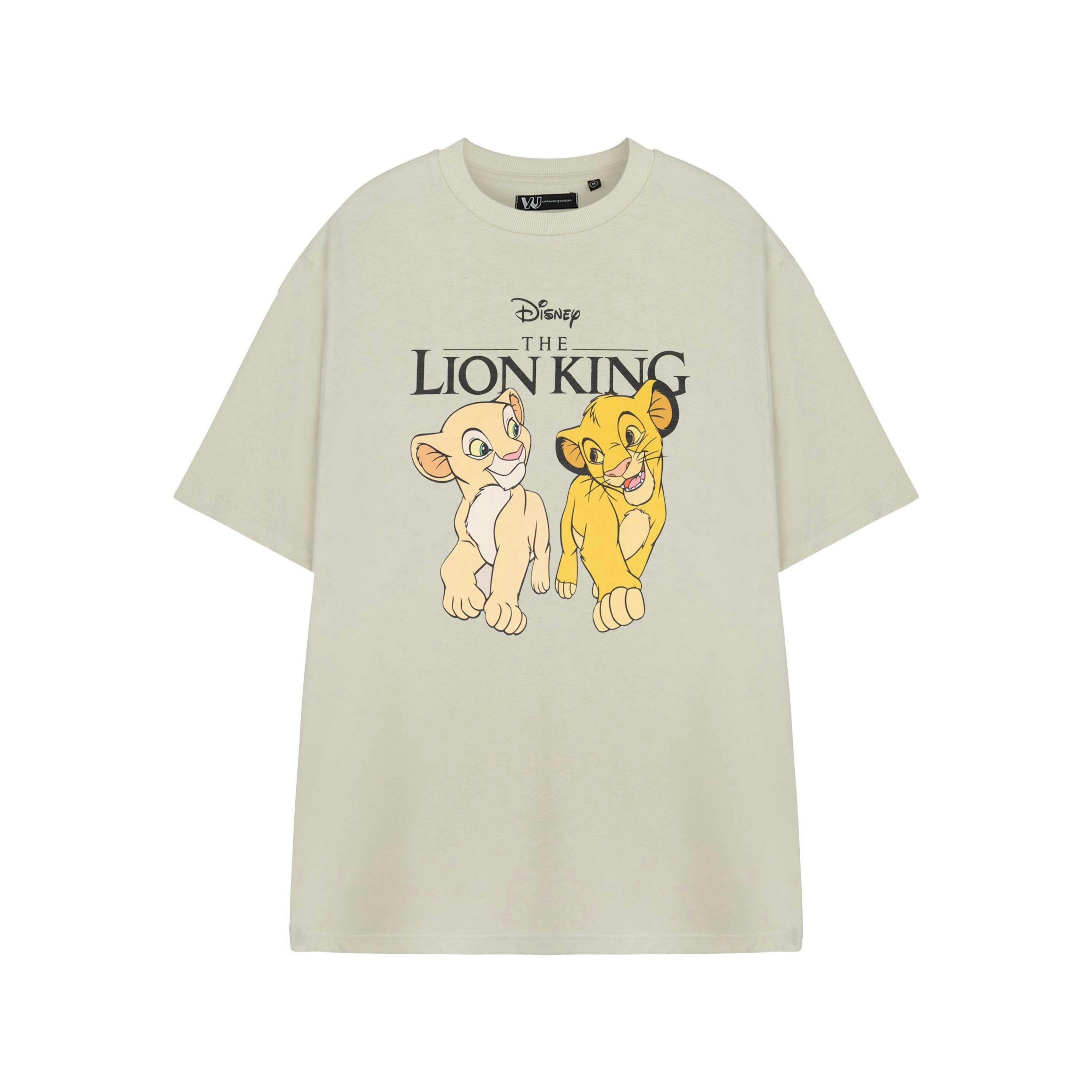 Disney The Lion King Womens Beige Simba & Nala Short Sleeved T-Shirt by Vanilla Underground , view 1 of 3