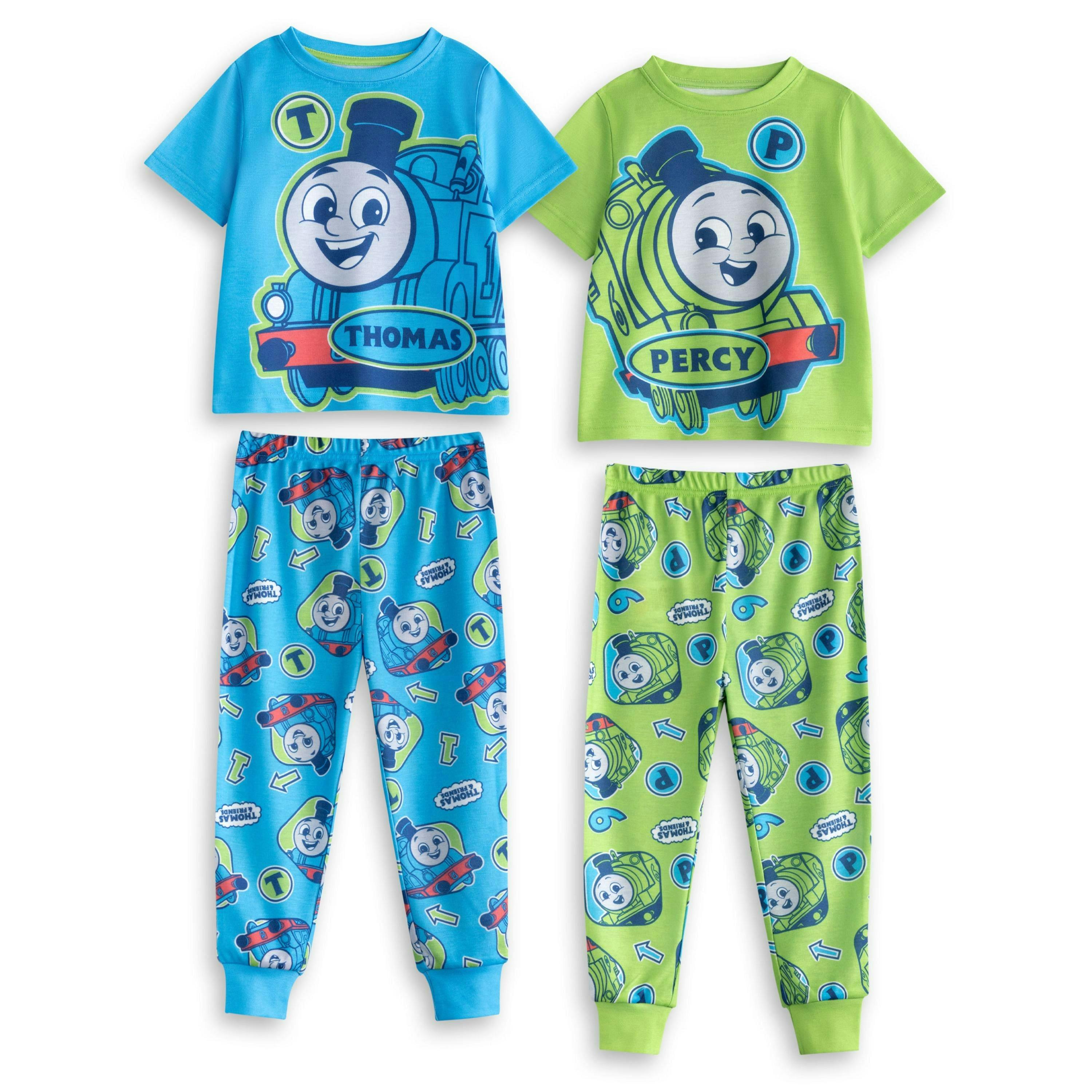 Thomas and Friends Boys Multicoloured Multi Character Multi-Pack of 2 Short Sleeve Long Leg Pyjama Set by Vanilla Underground , view 1 of 6