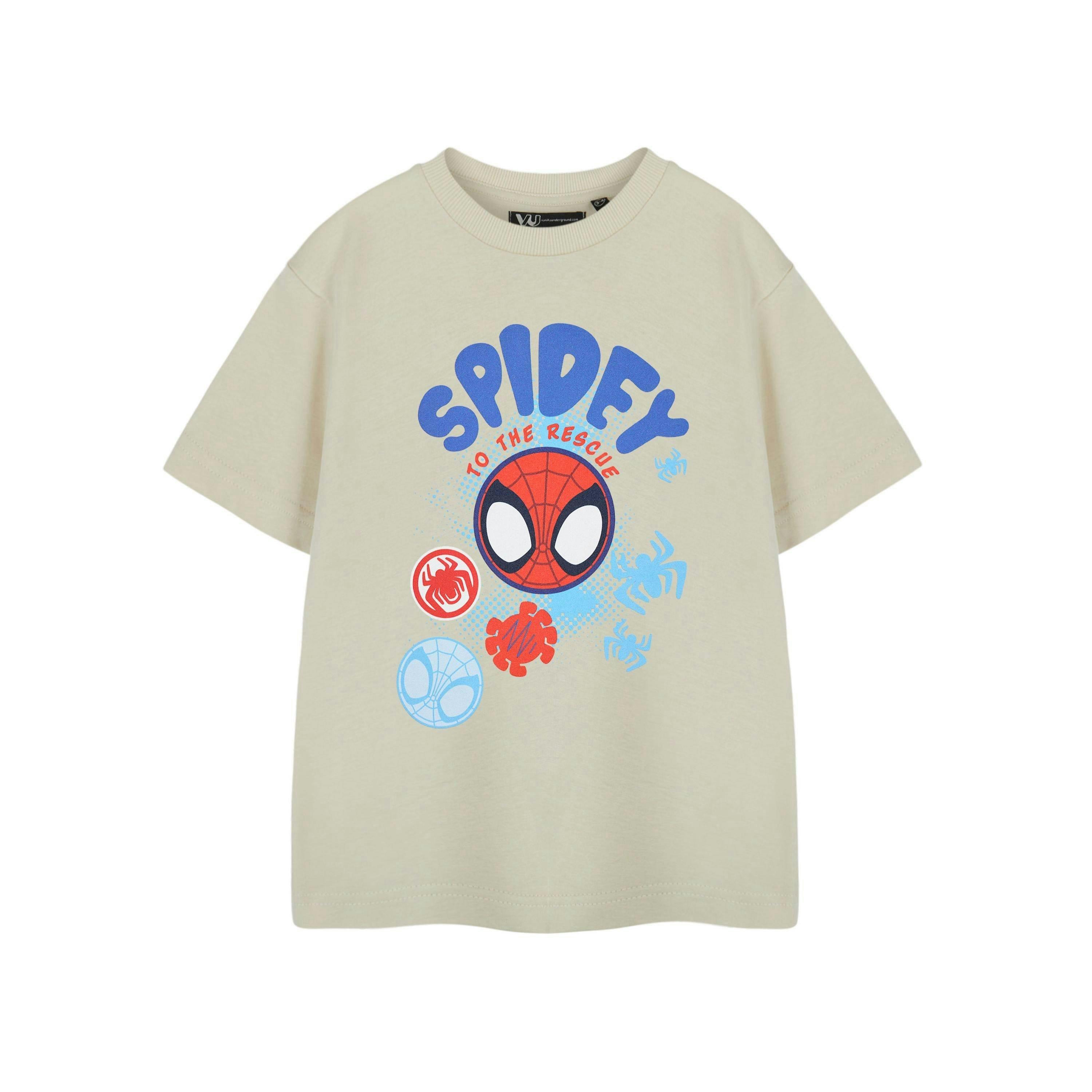 Spiderman Spidey and His Amazing Friends Boys Beige To The Rescue Short Sleeved T-Shirt by Vanilla Underground , view 1 of 3