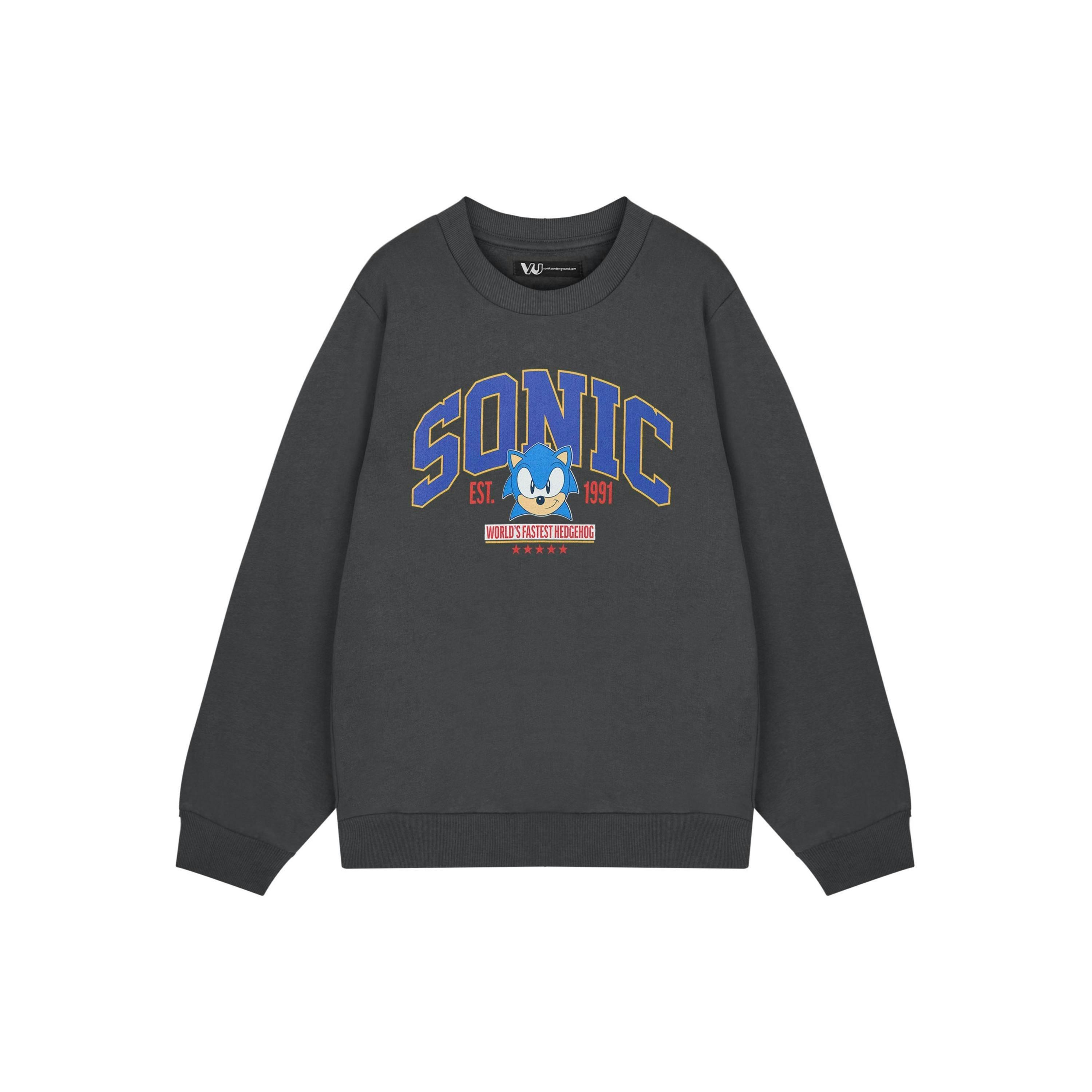 Sonic the Hedgehog Mens Grey World's Fastest Sweatshirt by Vanilla Underground , view 1 of 6