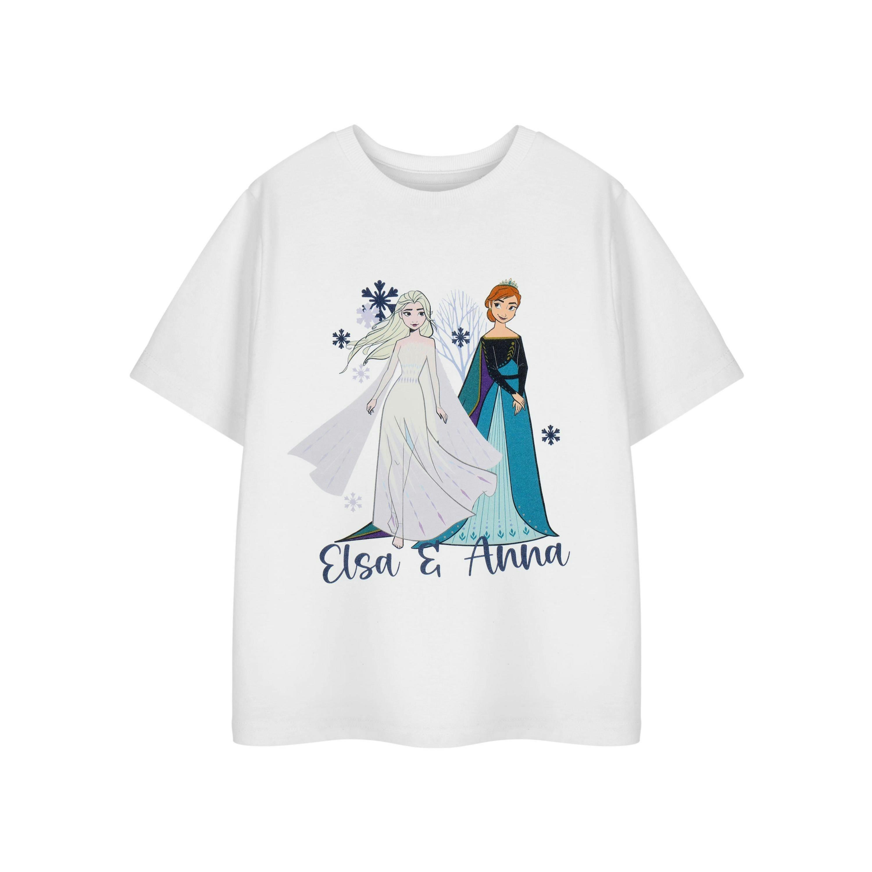 Disney Frozen Girls White Elsa & Anna Short Sleeved T-Shirt by Vanilla Underground , view 1 of 3