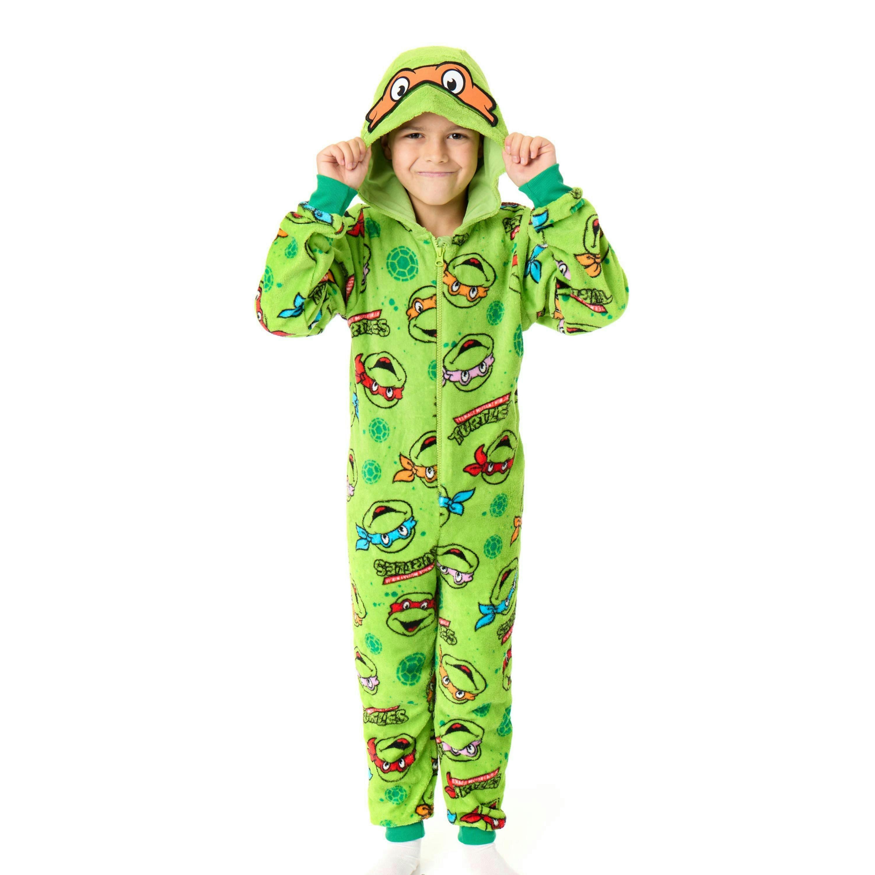 Teenage Mutant Ninja Turtles Boys Green Novelty Masks Onesie by Vanilla Underground , view 1 of 6