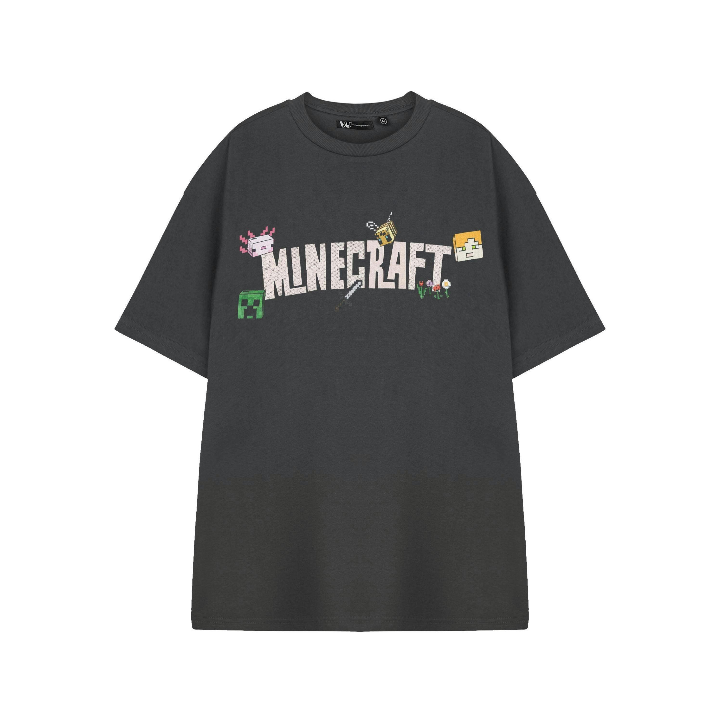 Minecraft Womens Grey Logo Short Sleeved T-Shirt by Vanilla Underground , view 1 of 4