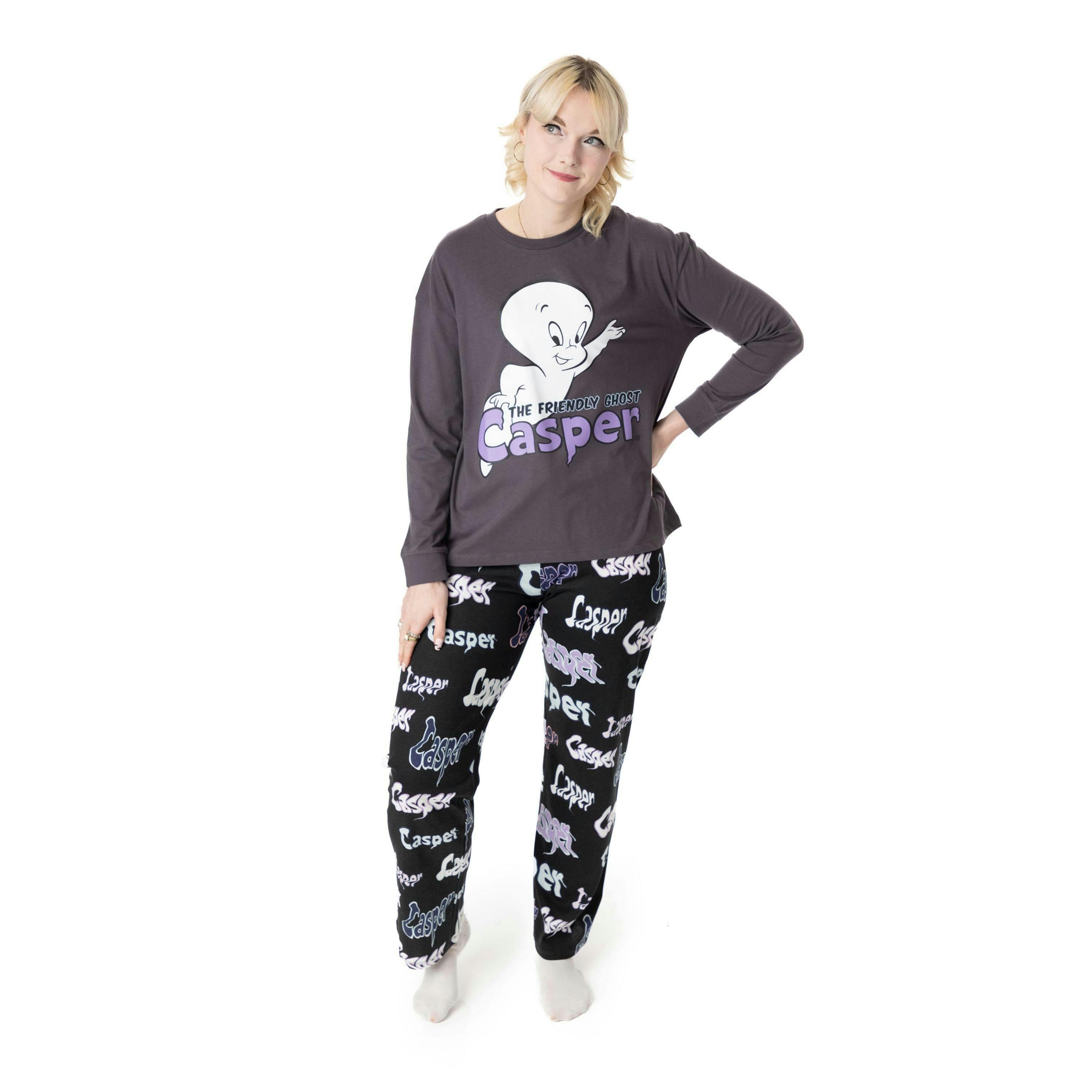 Casper Womens Grey Character Long Sleeve Long Leg Pyjama Set by Vanilla Underground , view 1 of 6