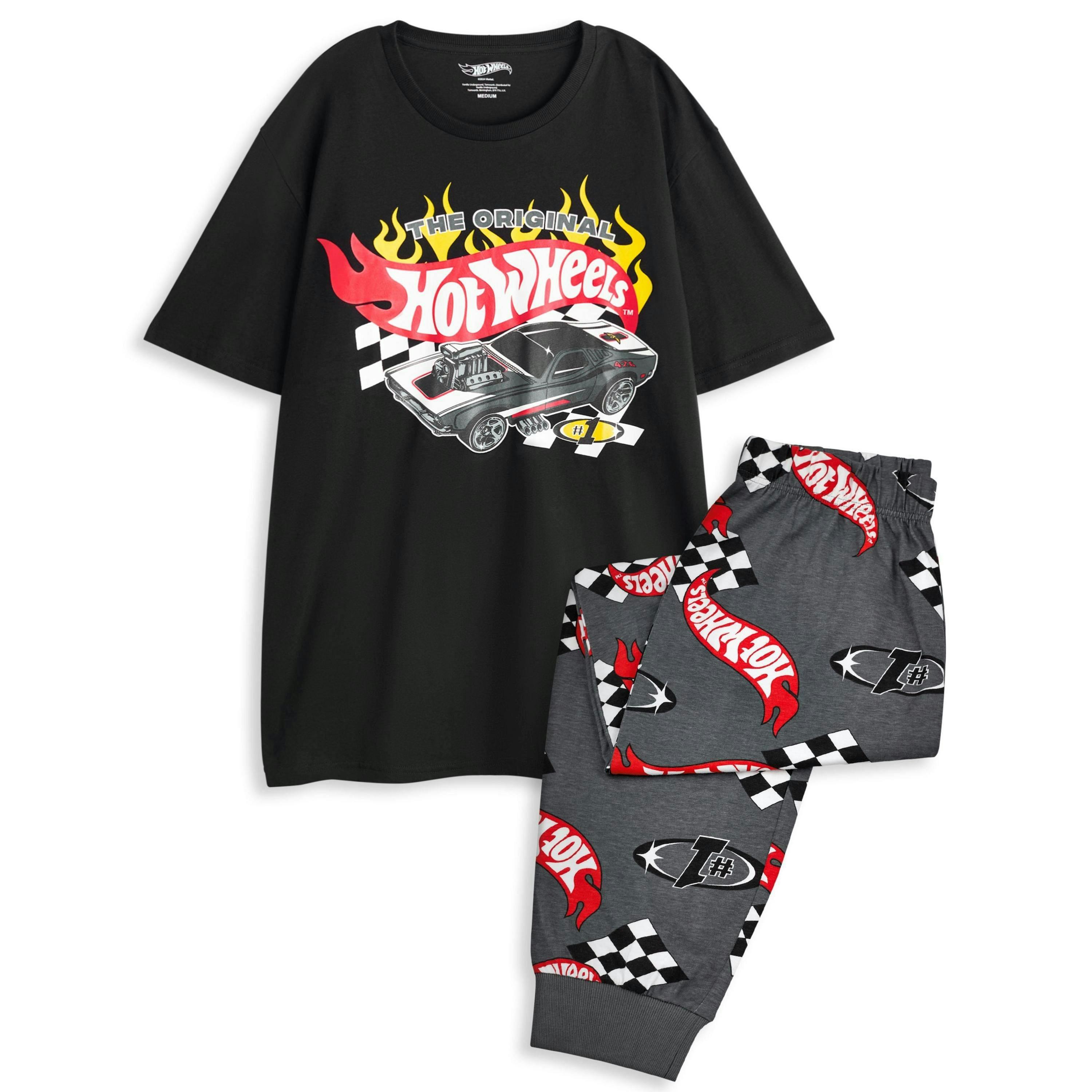 Hot Wheels Mens Black The Original Short Sleeve Long Leg Pyjama Set by Vanilla Underground , view 1 of 6