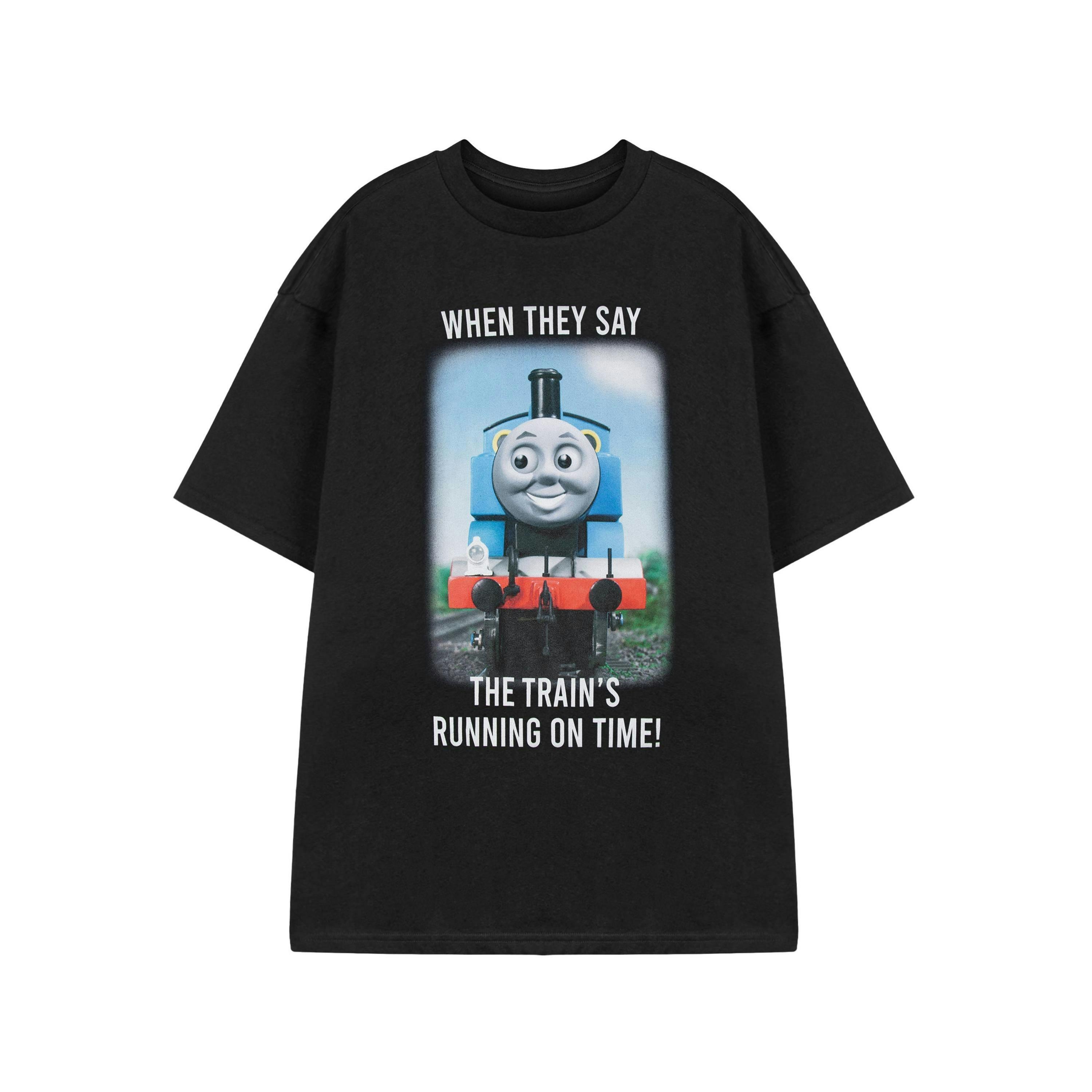 Thomas and Friends Mens Black Meme Train Short Sleeved T-Shirt by Vanilla Underground , view 1 of 3