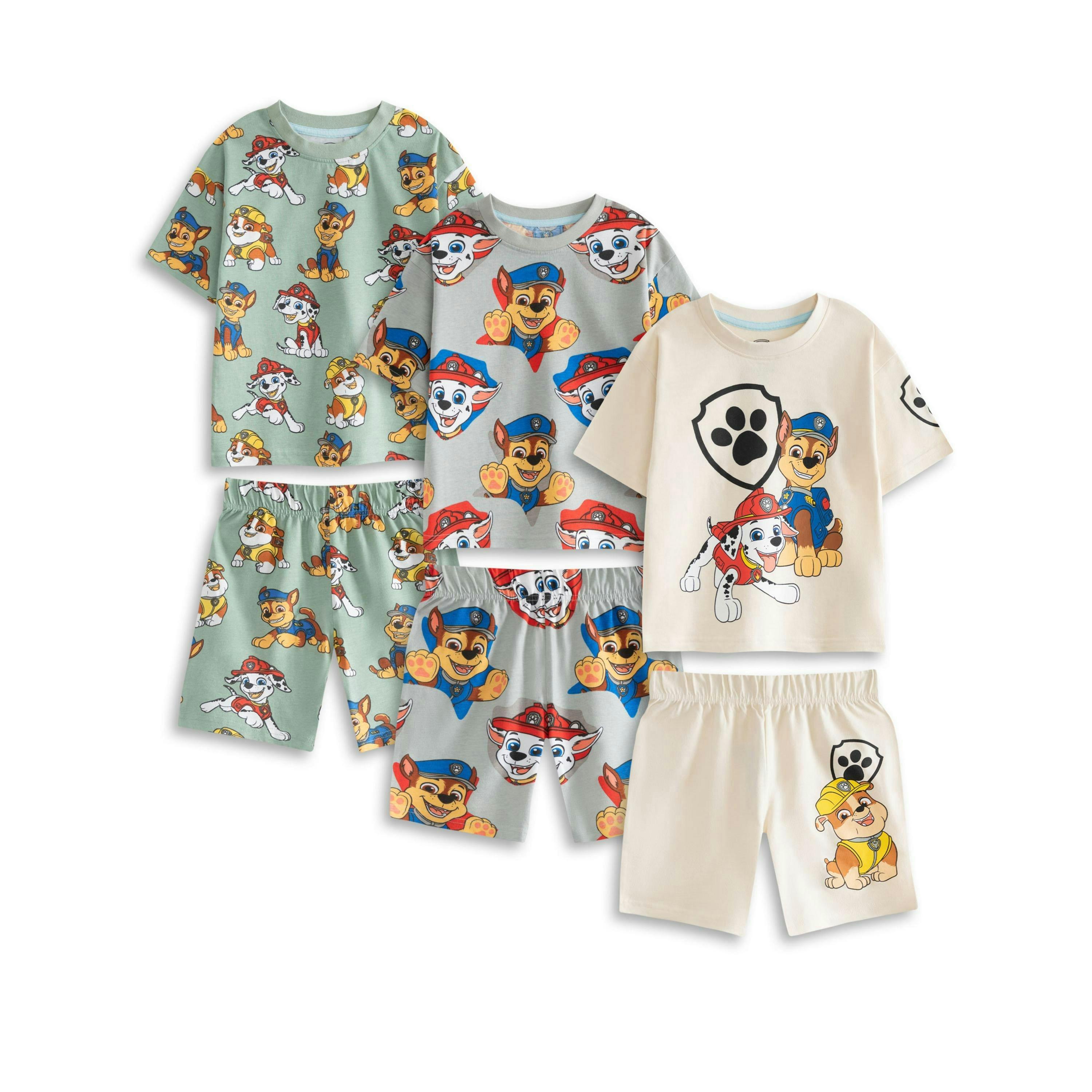 Paw Patrol Boys Multicoloured Boy Pups Multi-Pack of 3 Short Sleeve Short Leg Pyjama Set by Vanilla Underground , view 1 of 6