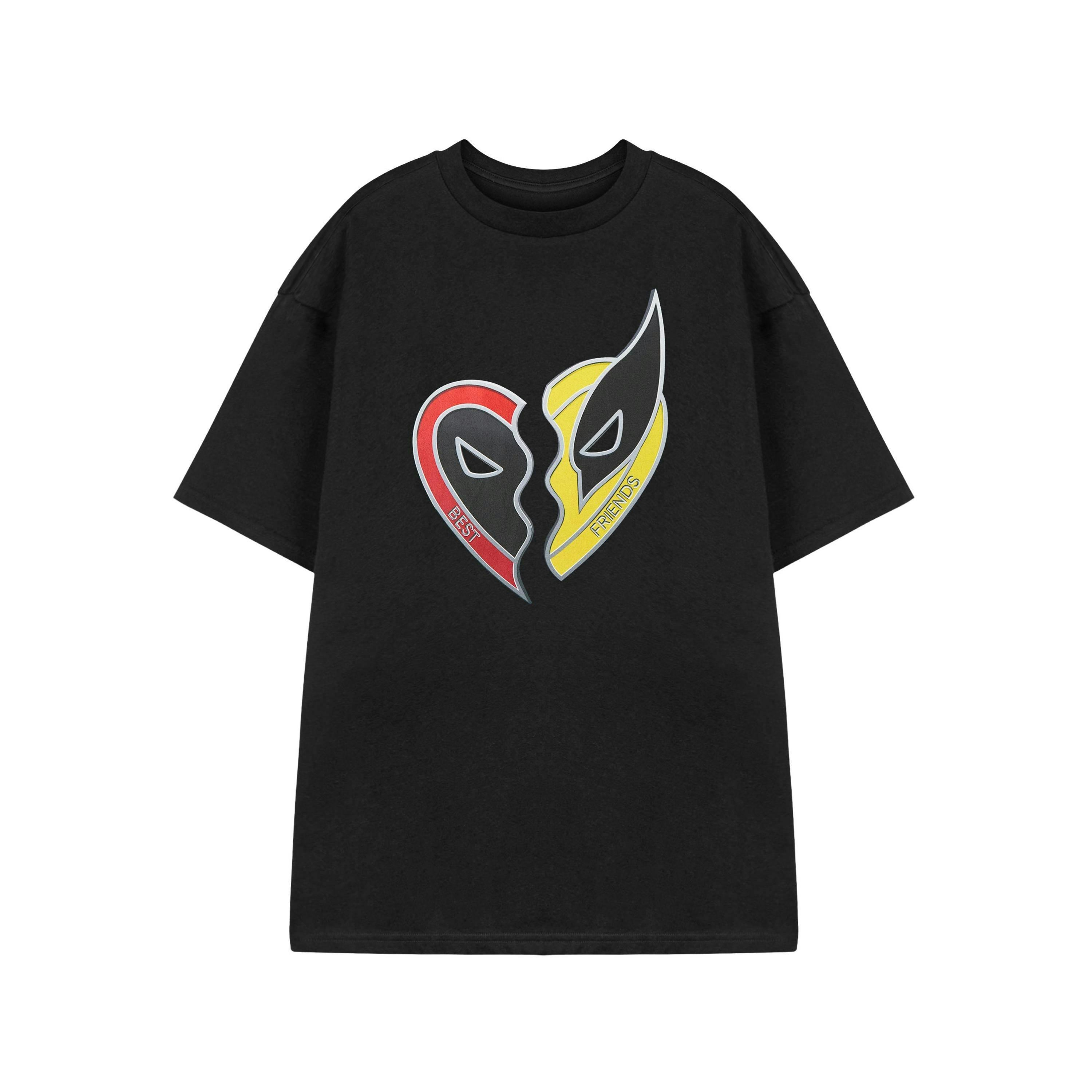 Marvel Deadpool Mens Black Deadpool & Wolverine Short Sleeved T-Shirt by Vanilla Underground , view 1 of 3