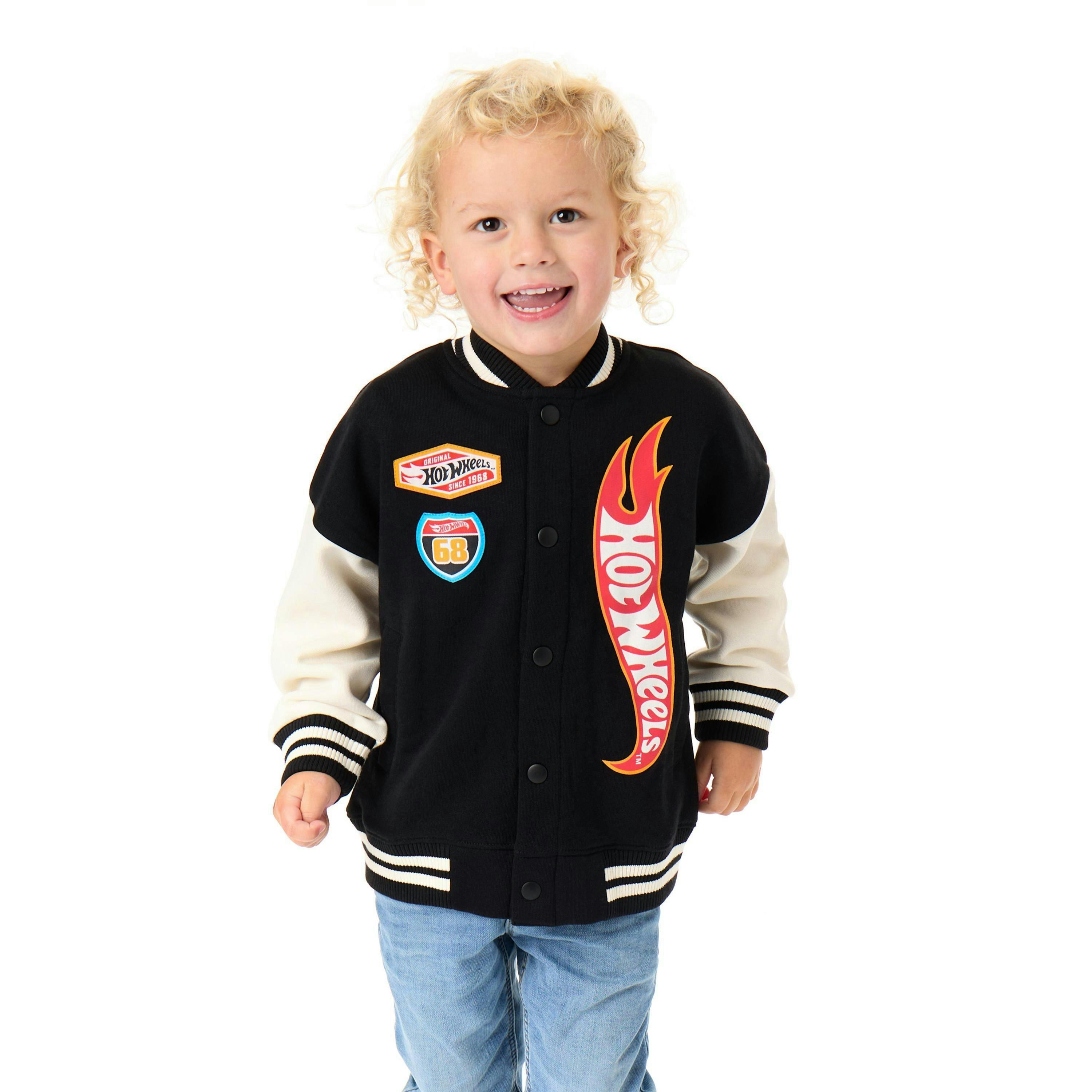 Hot Wheels Boys Black Turbo Charged Varsity Jacket by Vanilla Underground , view 1 of 6