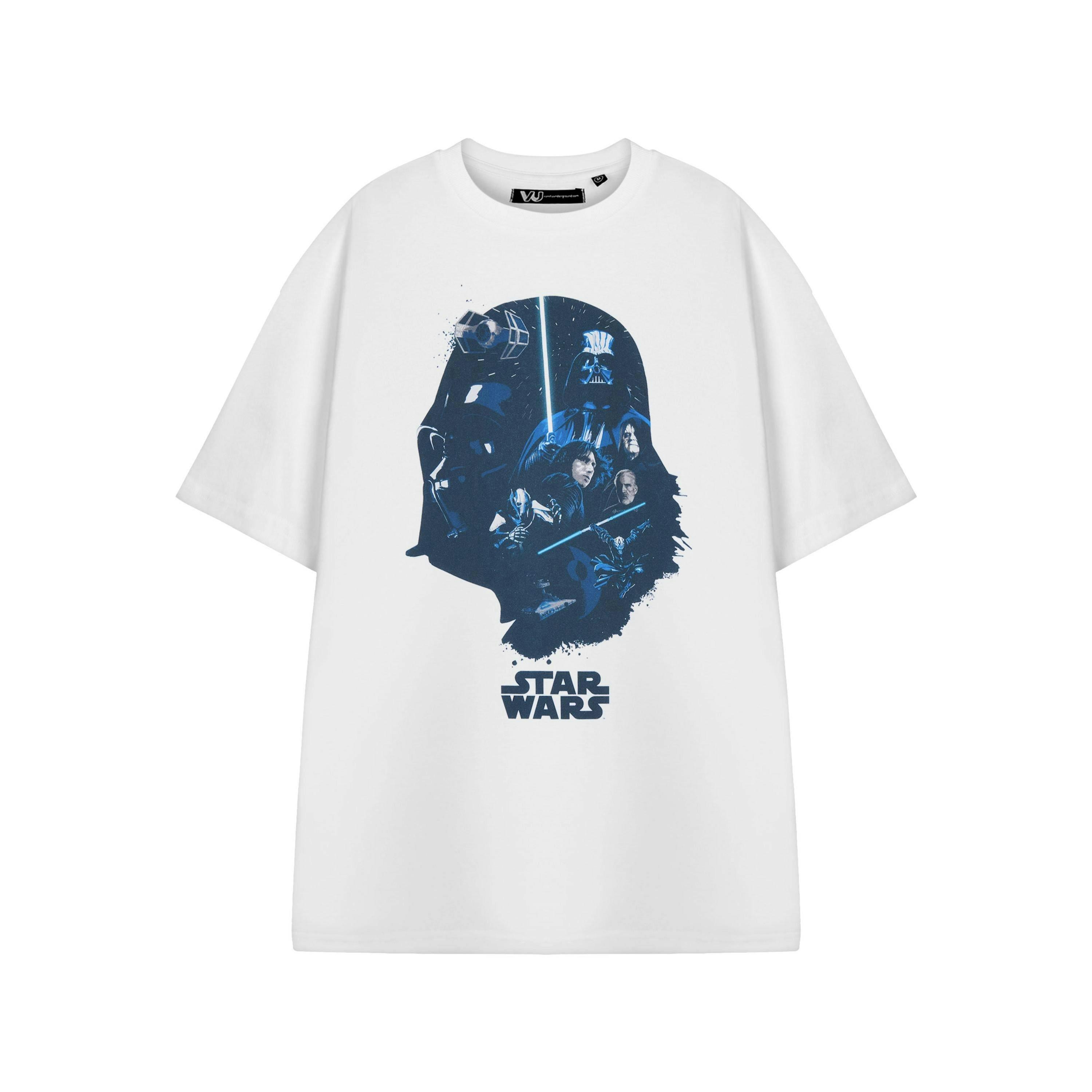 Star Wars Mens White Darth Vader Head Short Sleeved T-Shirt by Vanilla Underground , view 1 of 3