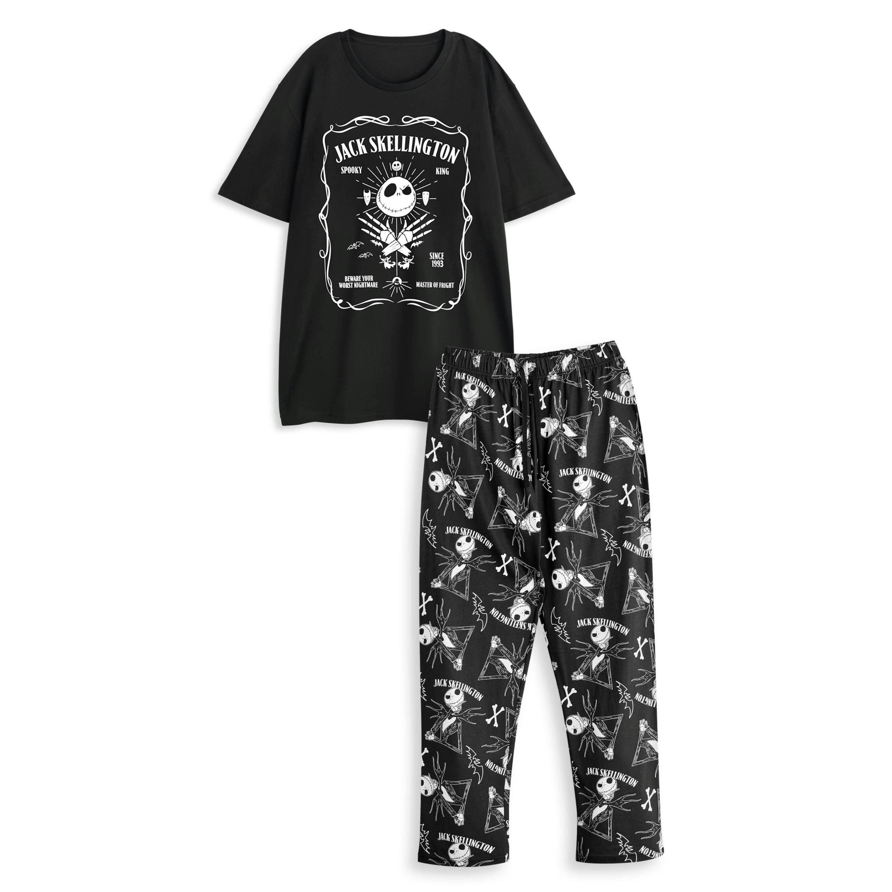 Disney The Nightmare Before Christmas Mens Black Jack Skellington Short Sleeve Long Leg Pyjama Set by Vanilla Underground , view 1 of 6