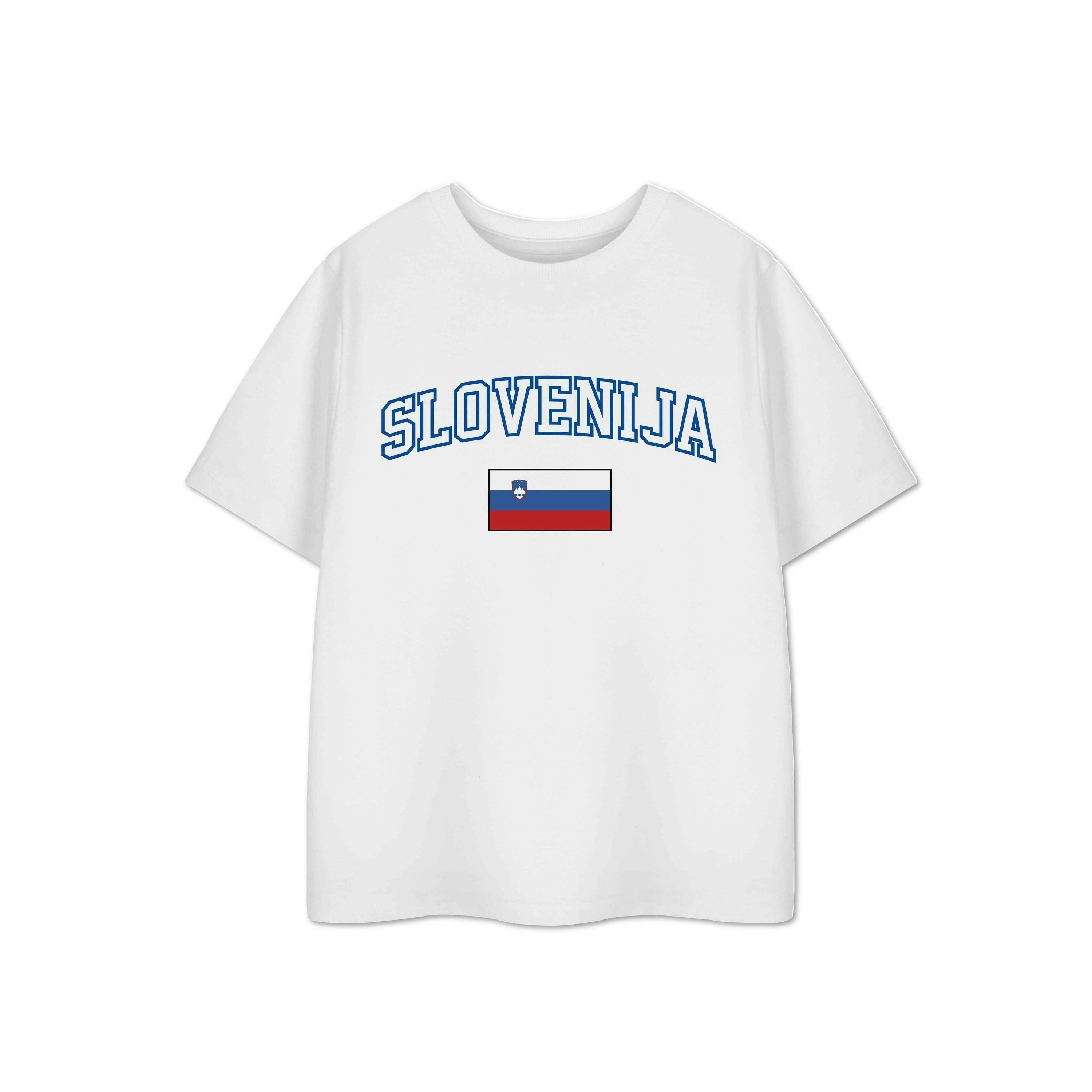 Show Me The Merch Unisex Kids White Slovenia Short Sleeved T-Shirt by Vanilla Underground , view 1 of 1