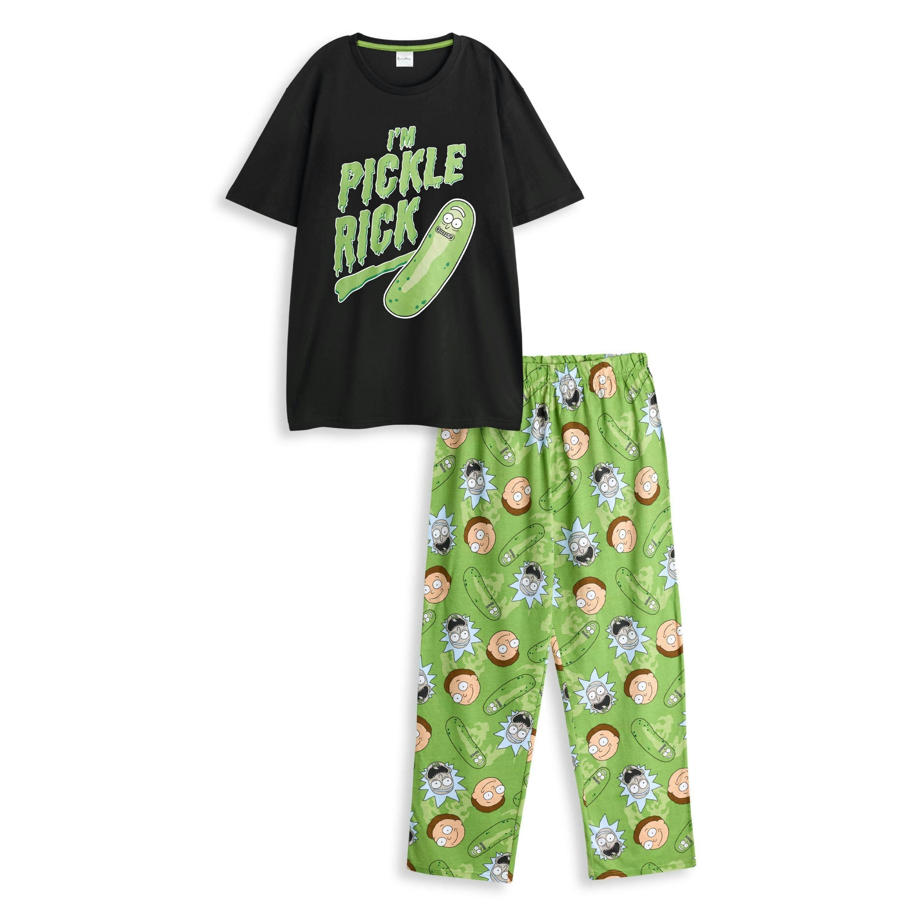 Rick And Morty Mens Multicoloured Pickle Rick Short Sleeve Long Leg Pyjama Set by Vanilla Underground , view 1 of 6