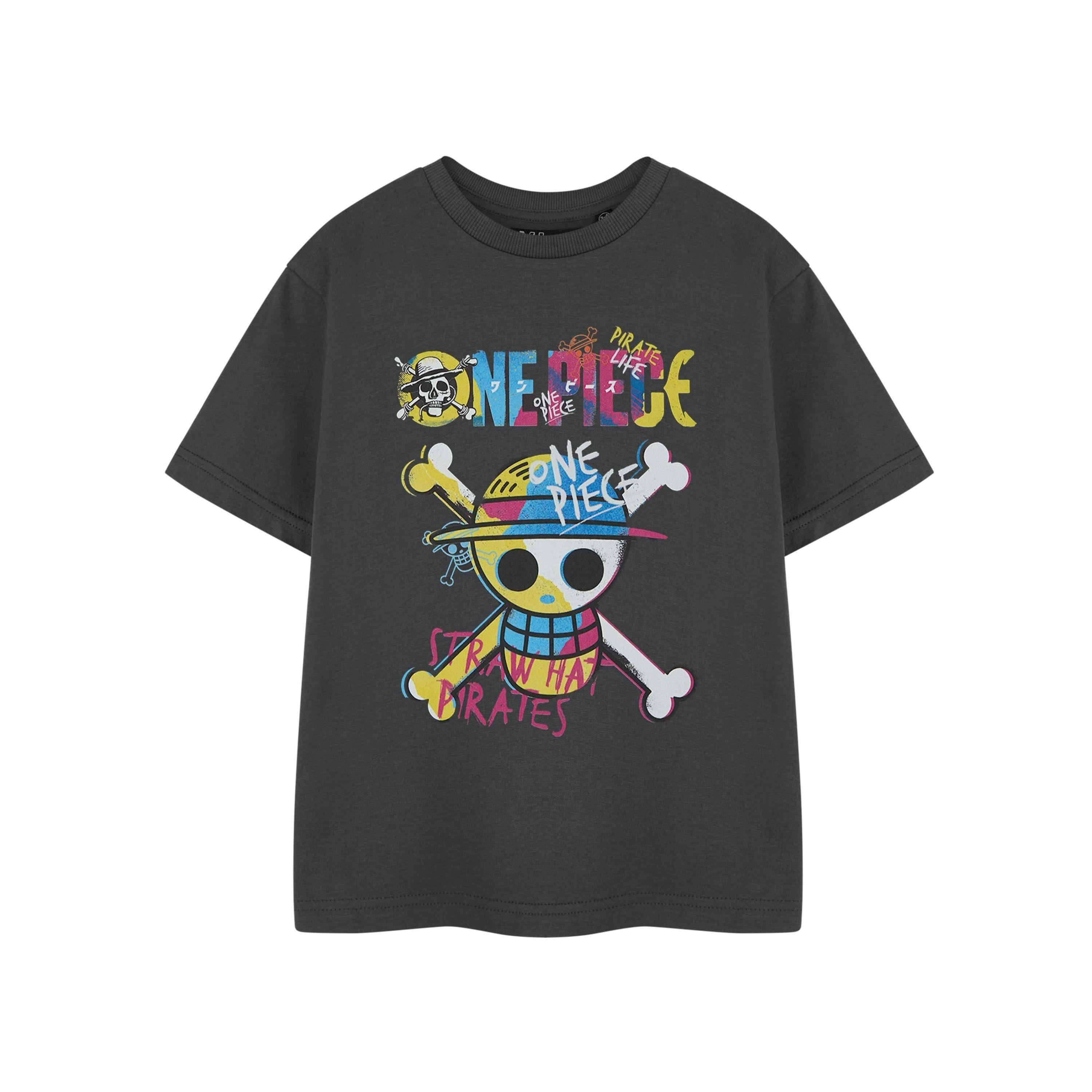One Piece Boys Grey Pirate Life Short Sleeved T-Shirt by Vanilla Underground , view 1 of 3