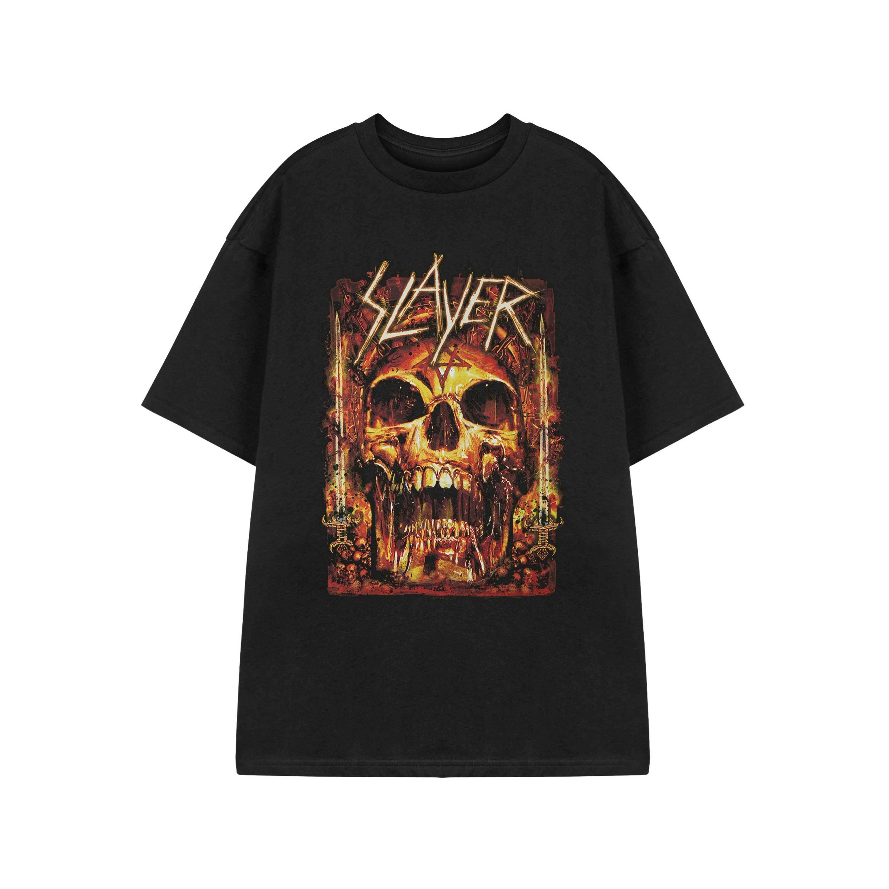 Slayer Mens Black Skull Short Sleeved T-Shirt by Vanilla Underground , view 1 of 3