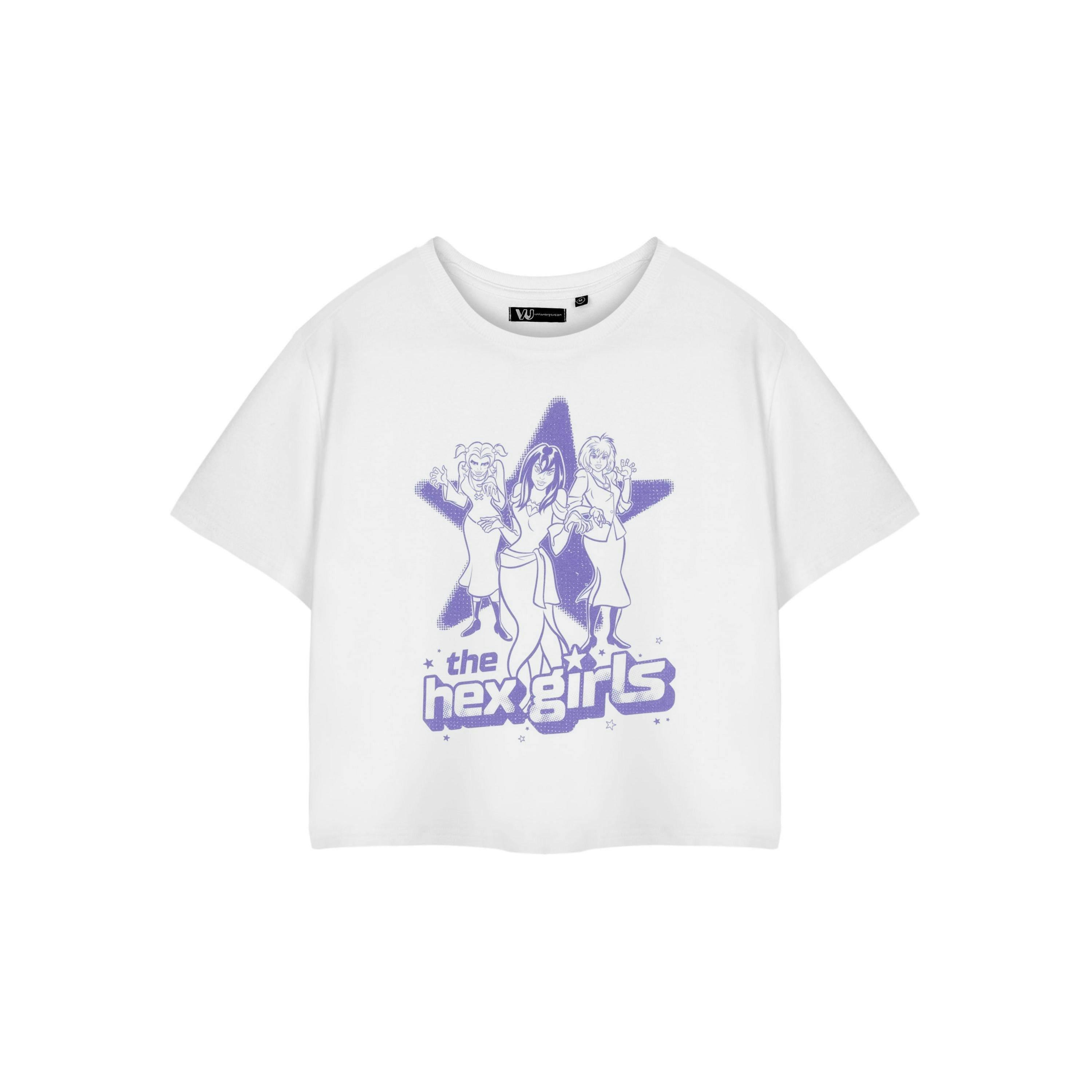 Scooby Doo Womens White Hex Girls Cropped Short Sleeved T-Shirt by Vanilla Underground , view 1 of 6