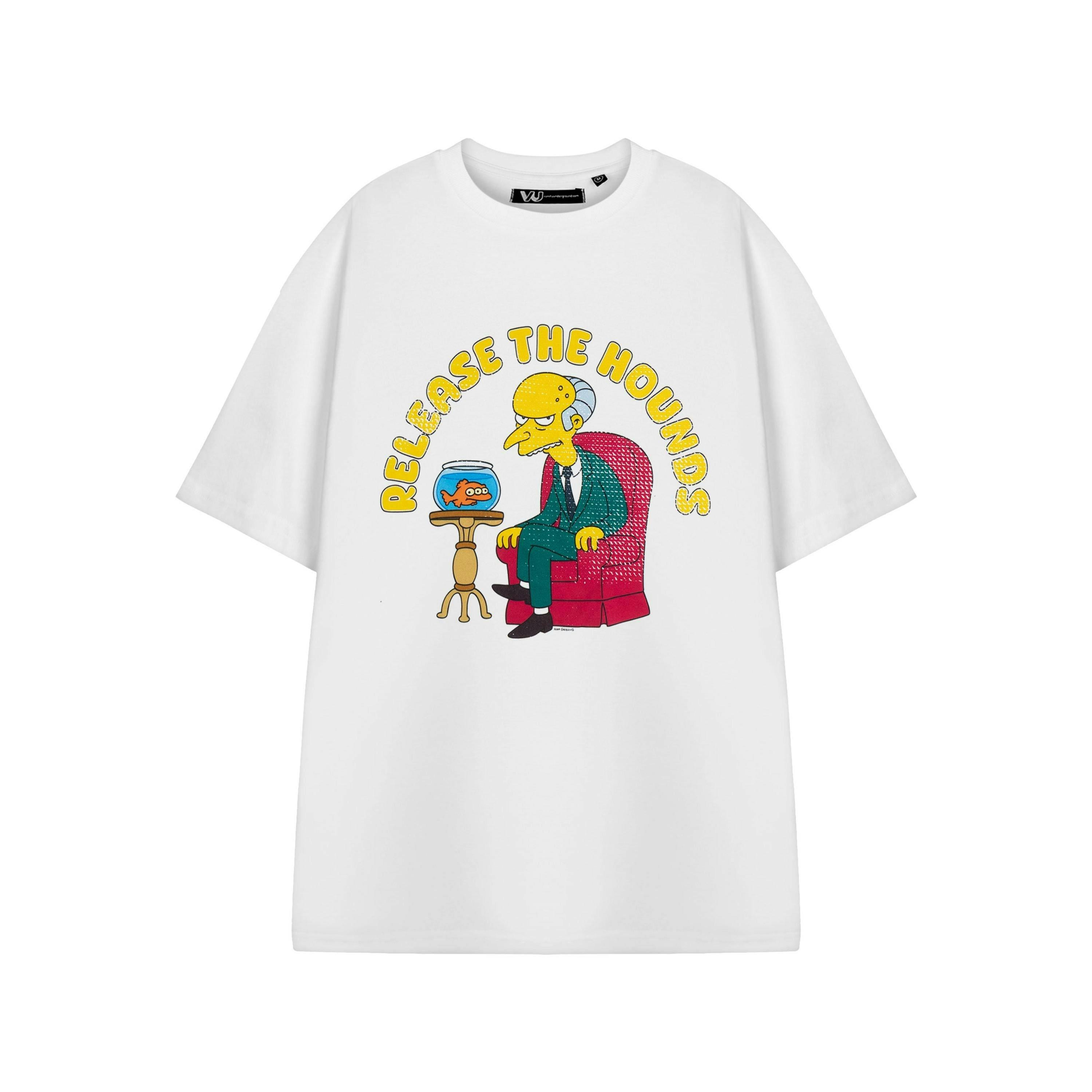 The Simpsons Mens White Release The Hounds Short Sleeved T-Shirt by Vanilla Underground , view 1 of 3