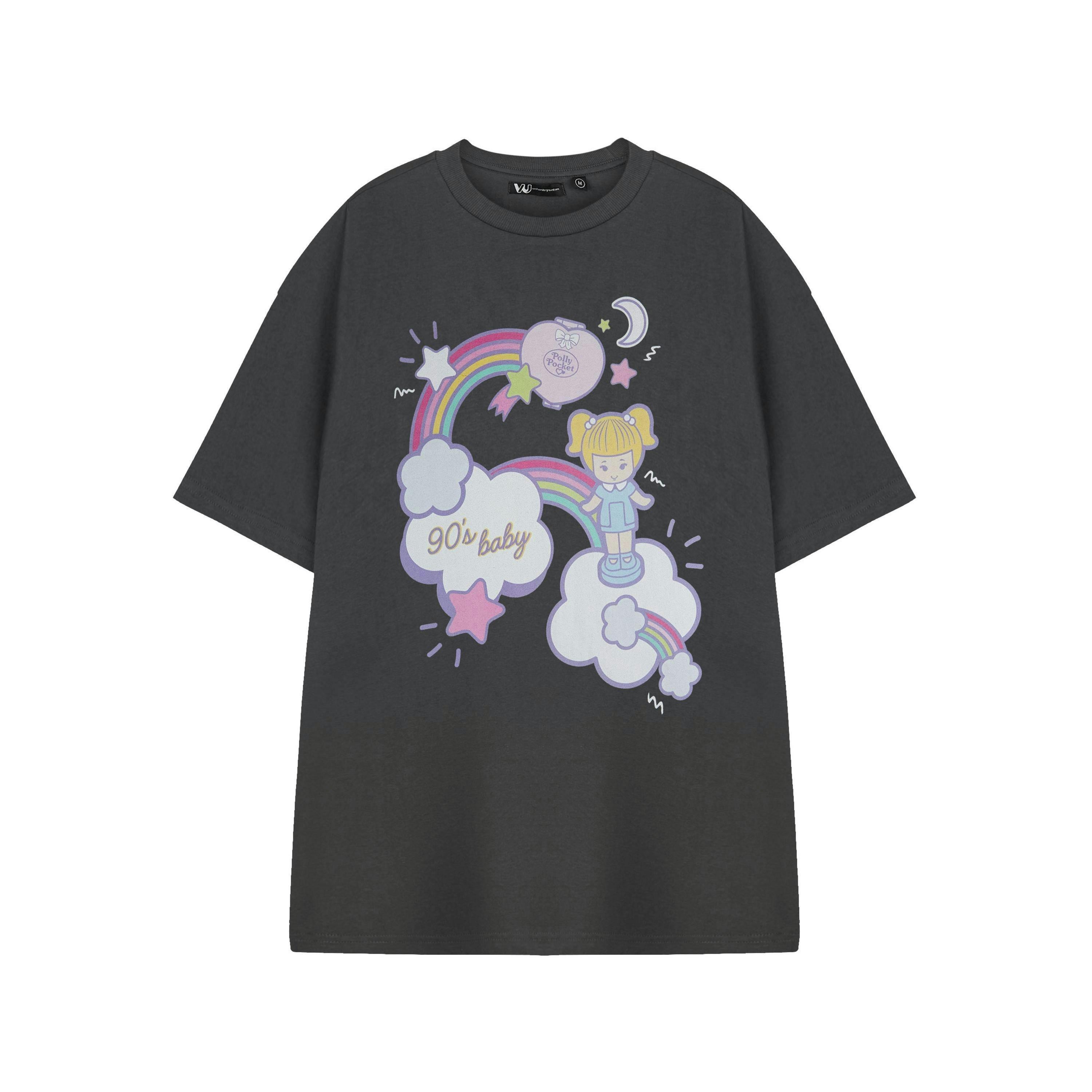 Polly Pocket Womens Grey 90's Baby Short Sleeved T-Shirt by Vanilla Underground , view 1 of 4